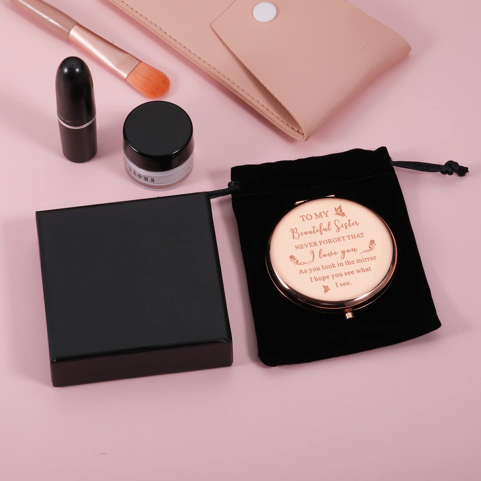 Sister Birthday Compact Mirror Gift Best Sister Gifts From Friend Sister Brother Classmate Makeup Mirror For Women Her Friendshi