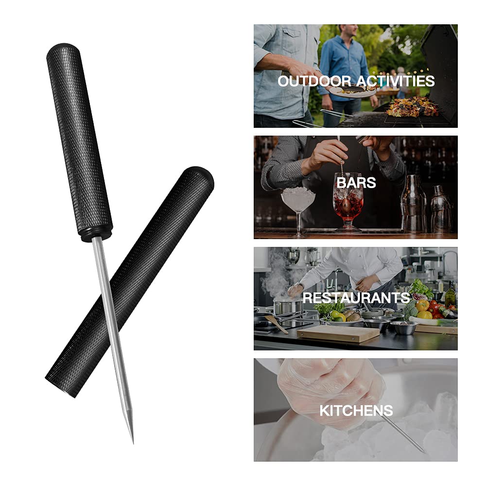 Rddconkit 9'' Ice Picks Aluminum Alloy Handle Ice Tool With Safety Cover for Kitchen  Bars  Bartender Picnics  Camping  And Restaurant (Black)