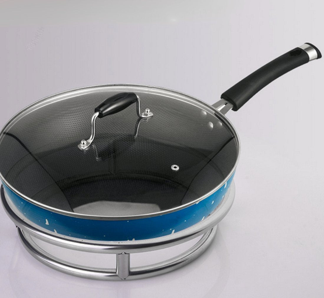 Rluii Wok Ring/Stainless Steel Wok Rack Insulated Pot Mats Cookware Ring/Wok Accessories