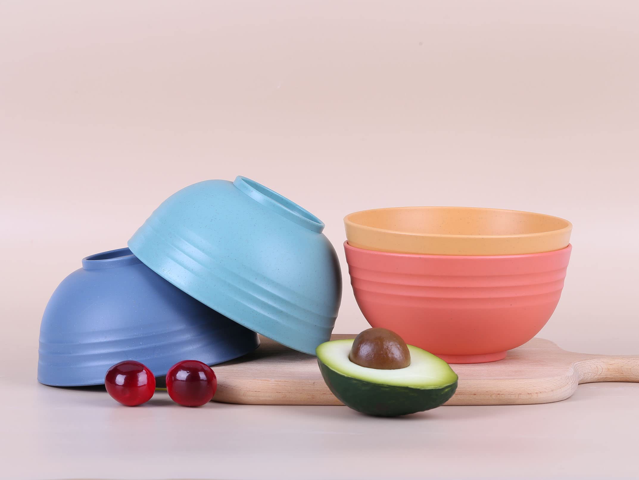 Luckyzone Unbreakable Cereal Bowls - 24 Oz Reusable Wheat Straw Bowl Set Of 4 - Dishwasher & Microwave Safe - Perfect For Cereal