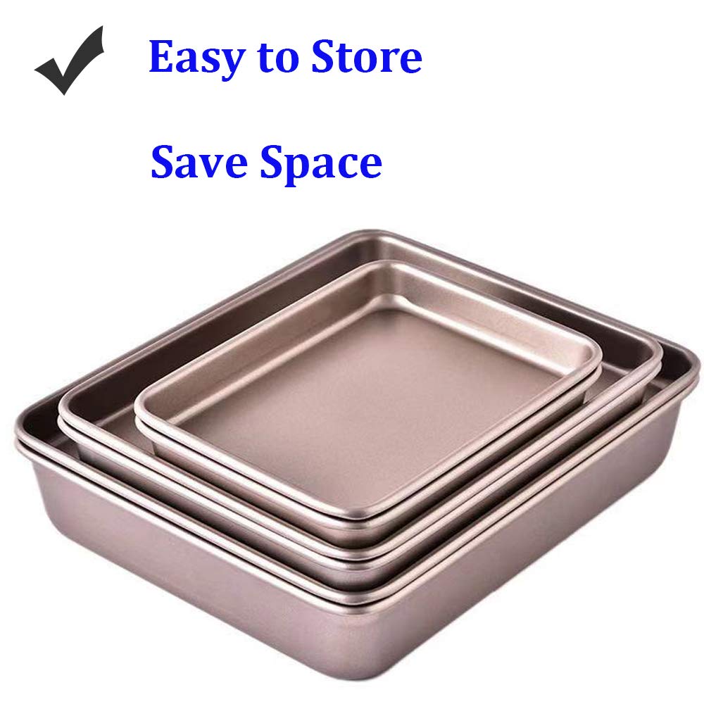 Hytk Small Cookie Cake Brownie Baking Sheet Pan Set 11 X 9 Inch Toaster Oven Replacement Tray Bakeware Nonstick 2X Thicken High