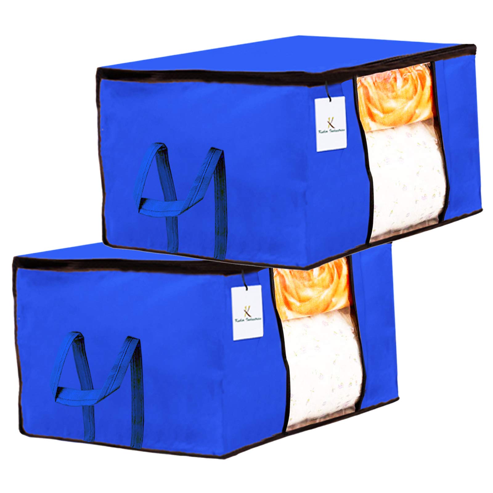 Kuber Industries Underbed Storage Bag, Storage Organiser, Blanket Cover Set Of 2  Royal Blue, Extra Large SizeCtktc23812