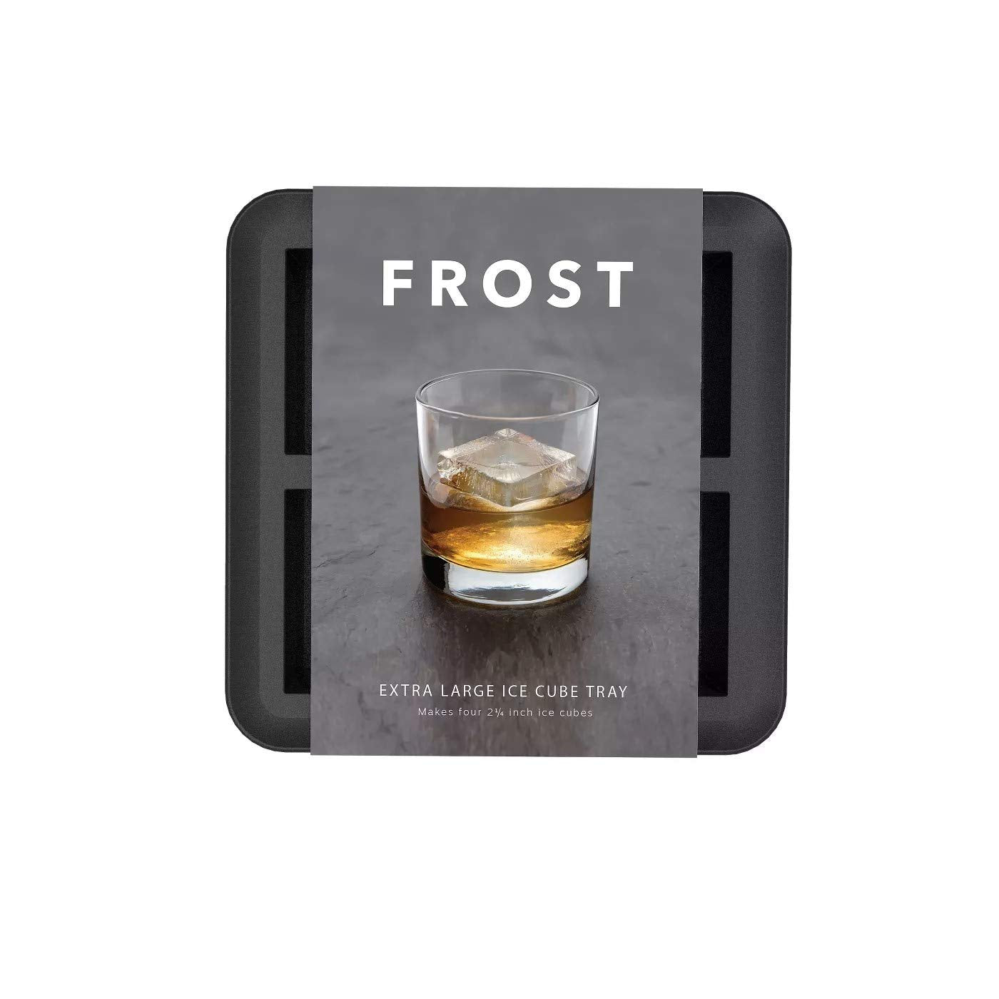 Frost Silicone Extra Large Cube Ice Tray W/Protective Lid | Charcoal | Easy To Remove Ice Cubes | Food Grade Premium Silicone |