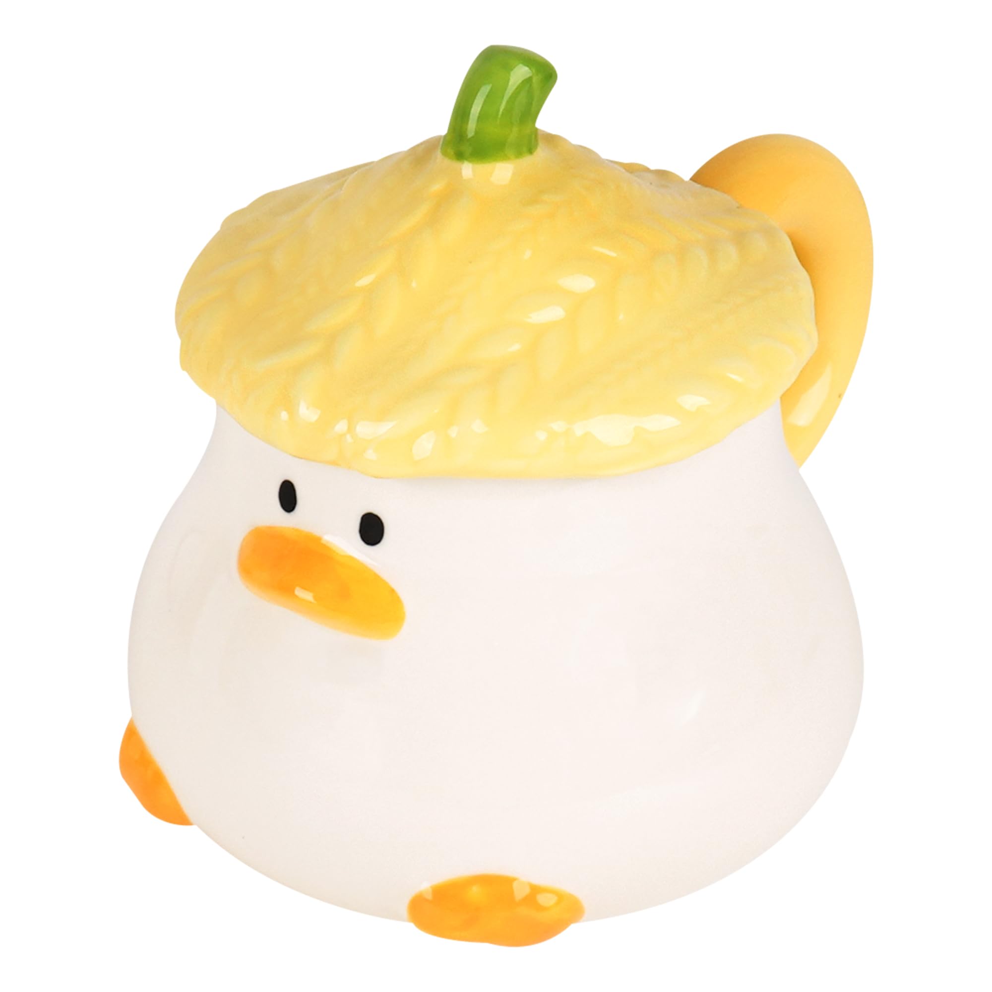 DODAMOUR Duck Ceramic Coffee Mug with Textured Lid, 11.8 oz Large Capacity Cartoon Coffee Cup for Tea, Milk, Cereal, Ideal for A