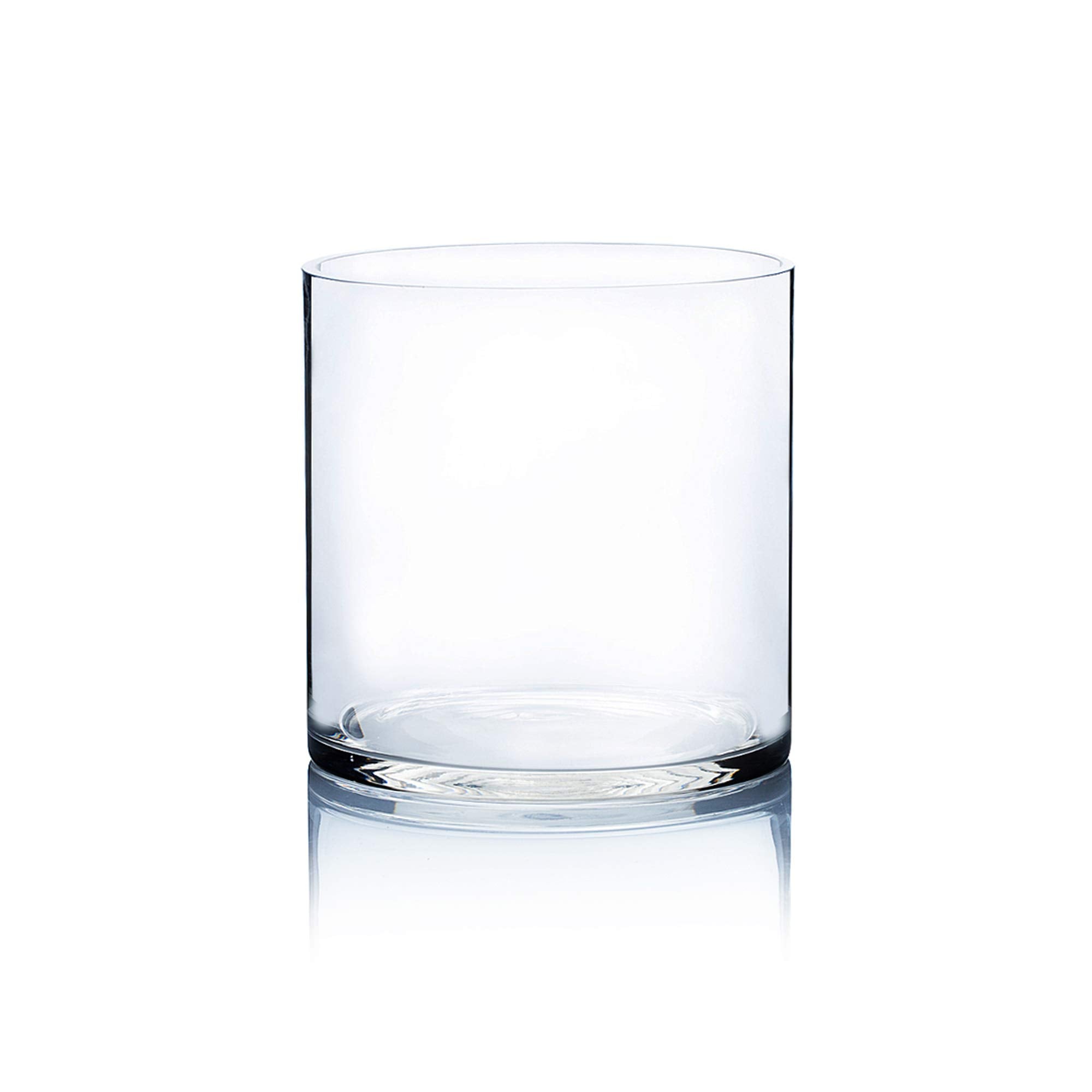 WGV Cylinder Vase, Width 7, Height 7, Clear Wide Large Diameter Flower Glassware, Floral Container, Planter Terrarium for Weddin