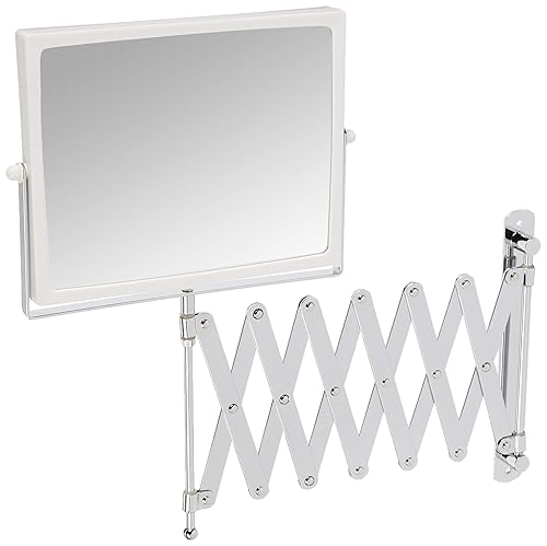Jerdon 8.3-Inch X 6.5-Inch Two-Sided Swivel Wall Mount Mirror - Vanity Mirror With 5X Magnification & 30 Inch Wall Extension - W