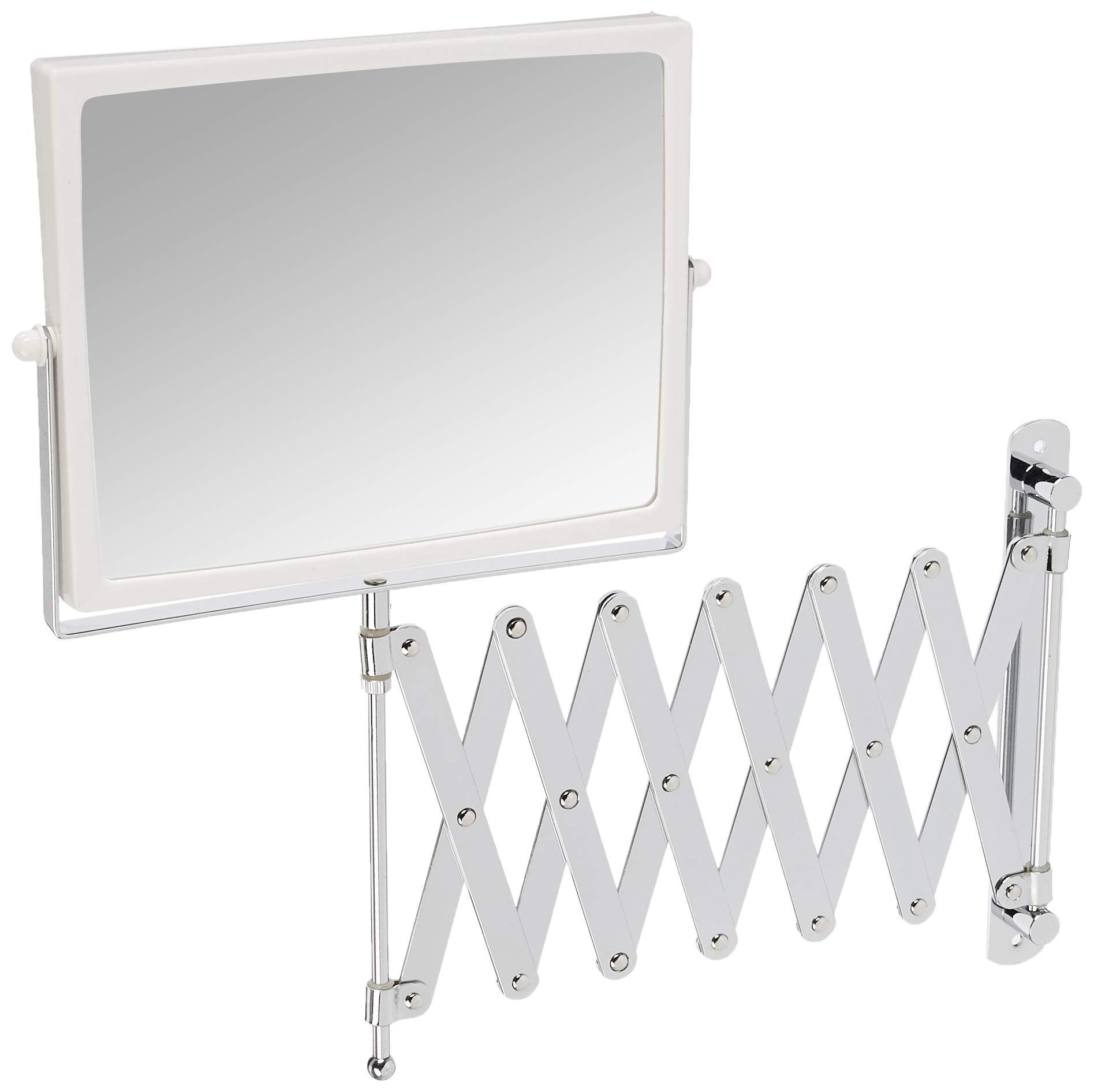 Jerdon 8.3-Inch X 6.5-Inch Two-Sided Swivel Wall Mount Mirror - Vanity Mirror With 5X Magnification & 30 Inch Wall Extension - W