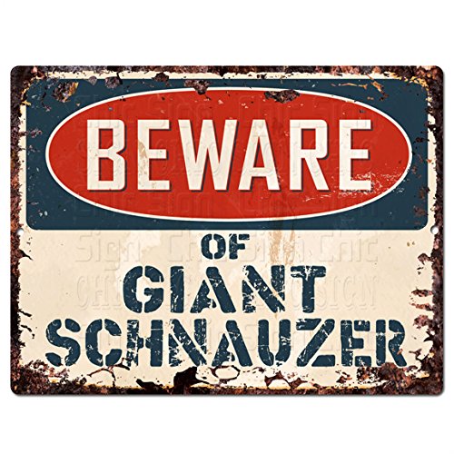 Beware of Giant Schnauzer Chic Sign Vintage Retro Rustic 9x 12 Metal Plate Store Home Decor Gift