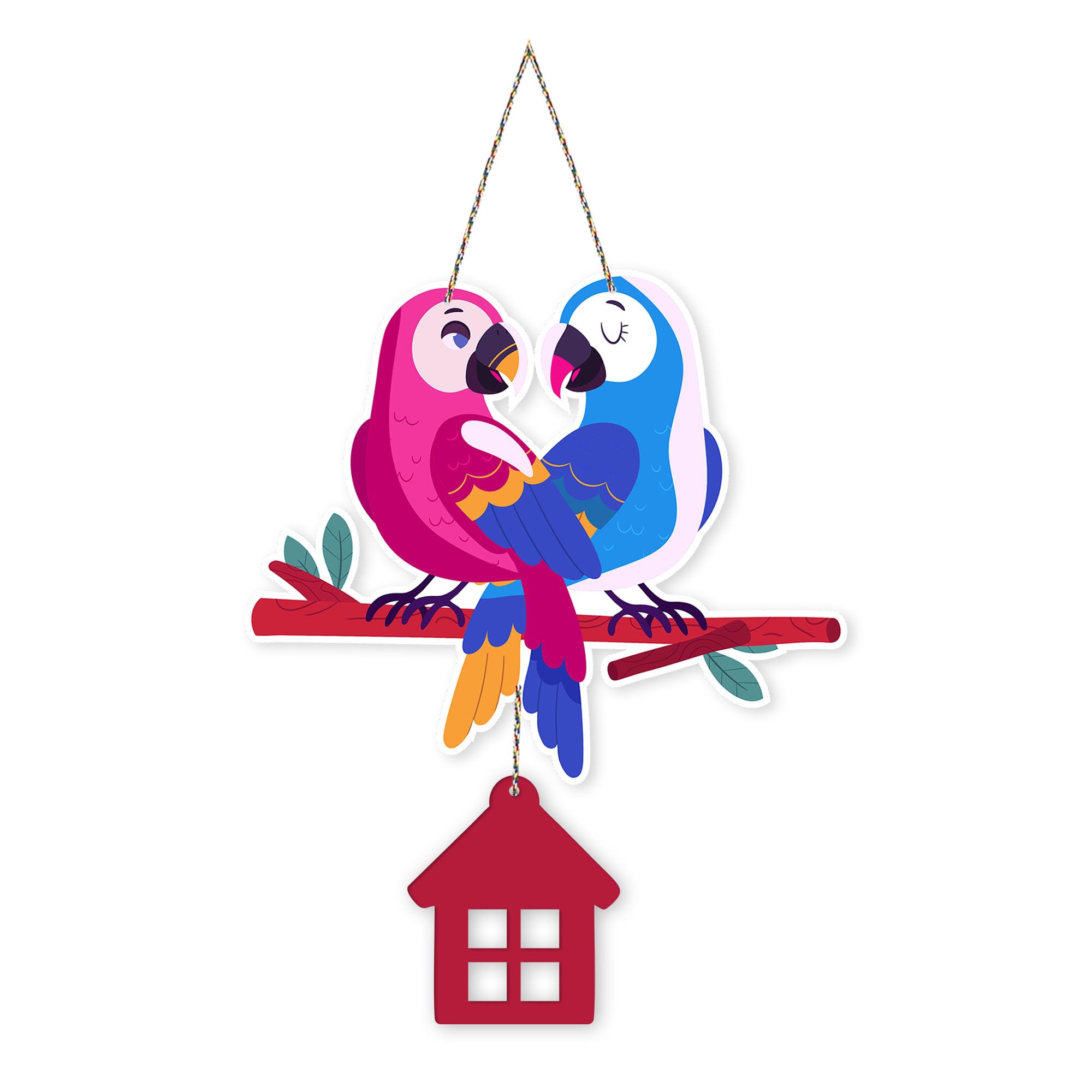 Artvibes Cute Pair Of Macaw Parrots Decorative Mdf Wooden Wall Art For Home | Living Room | Office | Cafe | Painting Wall Decor 
