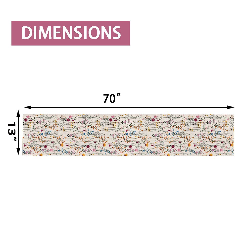 Watercolor Wild Flowers Table Runner, Seasonal Summer Colorful Flowers Holiday Kitchen Dining Table Decoration For Home Party De