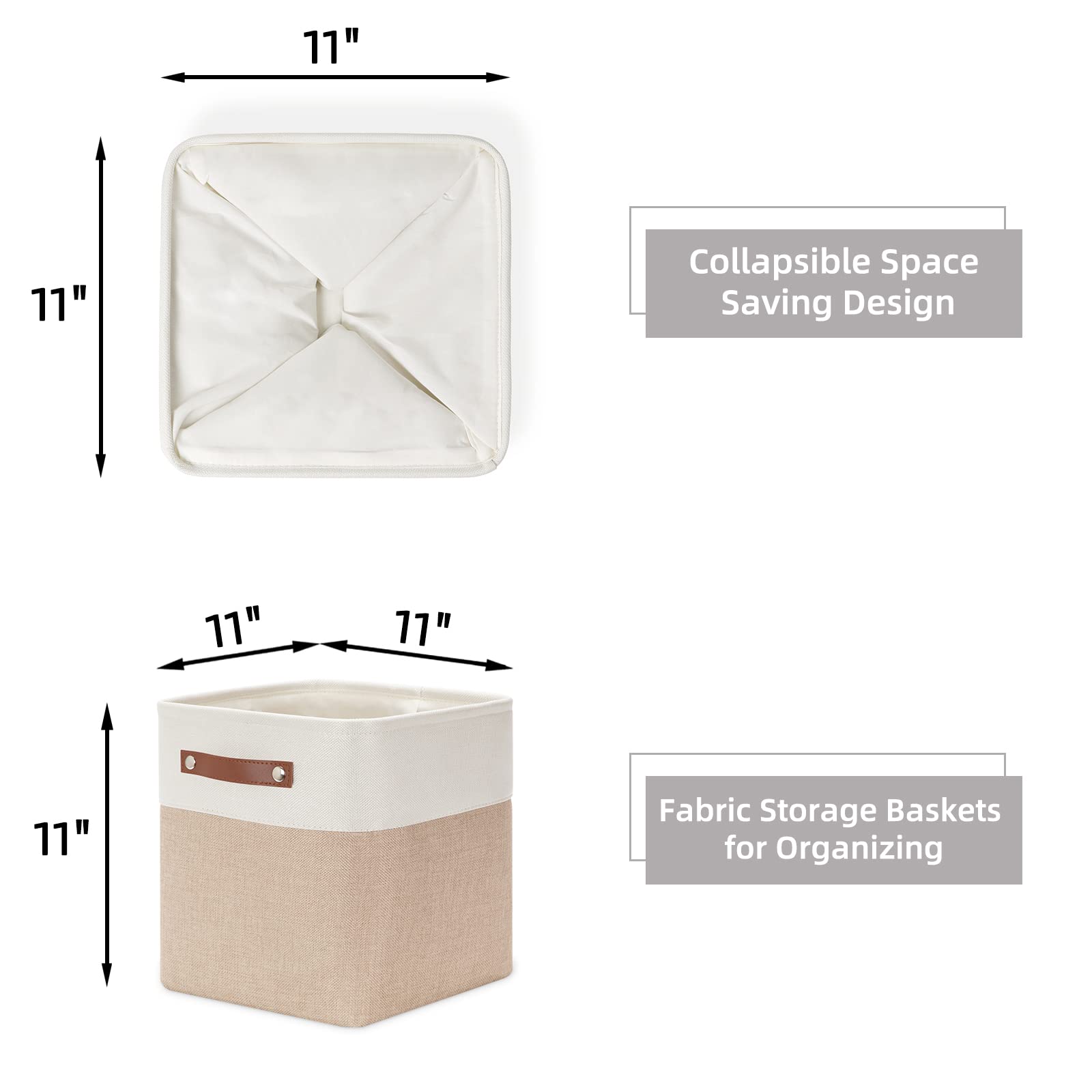 Hnzige Foldable Storage Cubes Baskets For Organizing Set Of 4, Fabric Cube Storage Bins 11 X11, Collapsible Storage Basket Bins