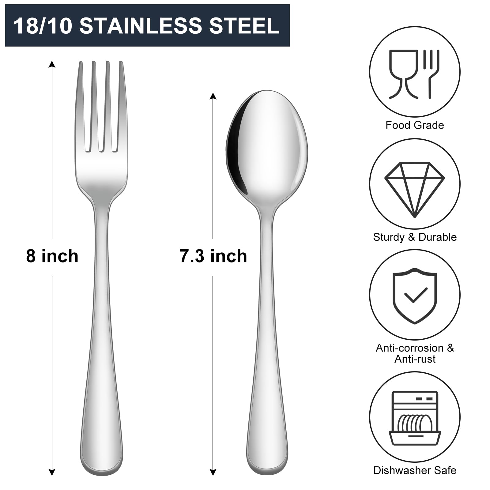 Hiware 24-Piece Forks And Spoons Silverware Set, Food Grade Stainless Steel Flatware Cutlery Set For Home, Kitchen And Restauran