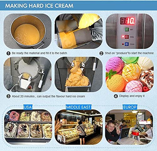 Kolice Commercial 15-20L/H Mini Tabletop Hard Ice Cream Maker, Mini Desktop Hard Ice Cream Machine, Countertop Ice Cream Machine