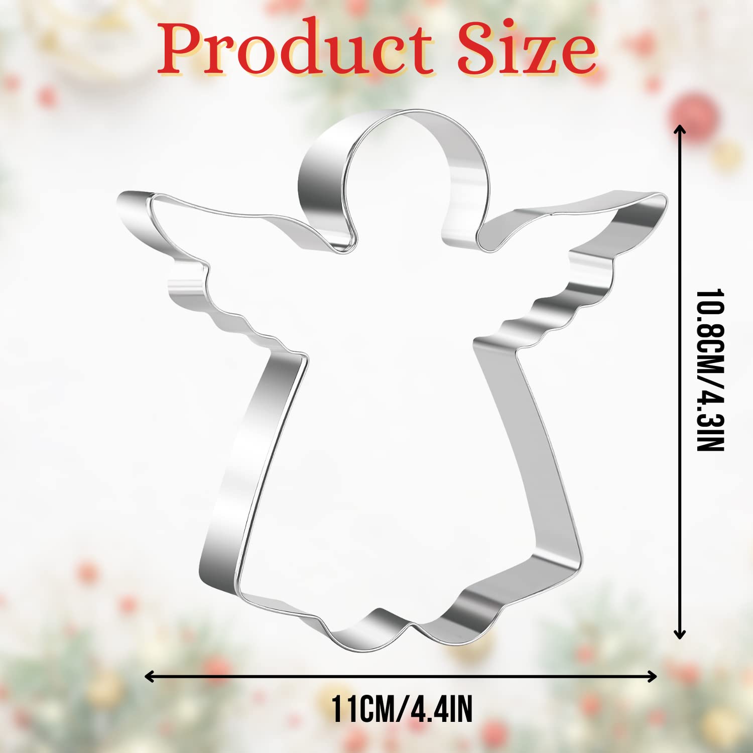 Kaishane Angel Cookie Cutter 4.3 Inch Stainless Steel Biscuit Cutters Holiday Cookies Molds For Christmas Baking