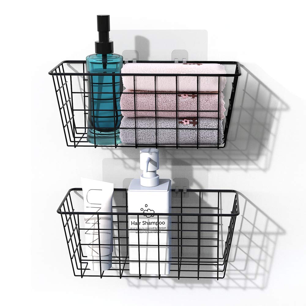 Hanging Kitchen Baskets For Storage Adhesive Small Wire Storage Baskets No Drilling Wall Mounted Shelf With Kitchen Food Pantry