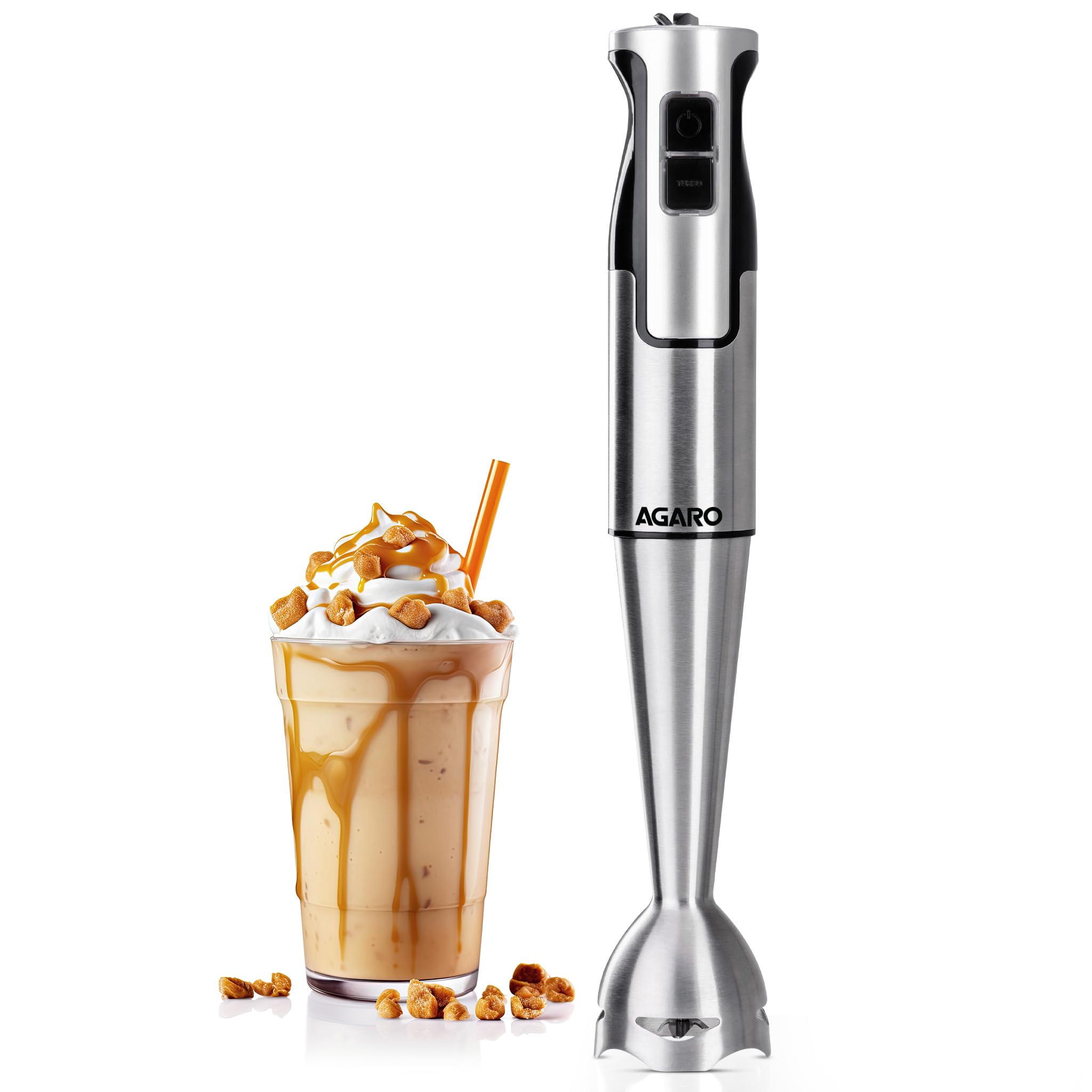Agaro Regency Hand Blender, 600W, Variable Speed Modes & Speed Regulator, Stainless Steel Body & Blades, For Mixing, Blending.