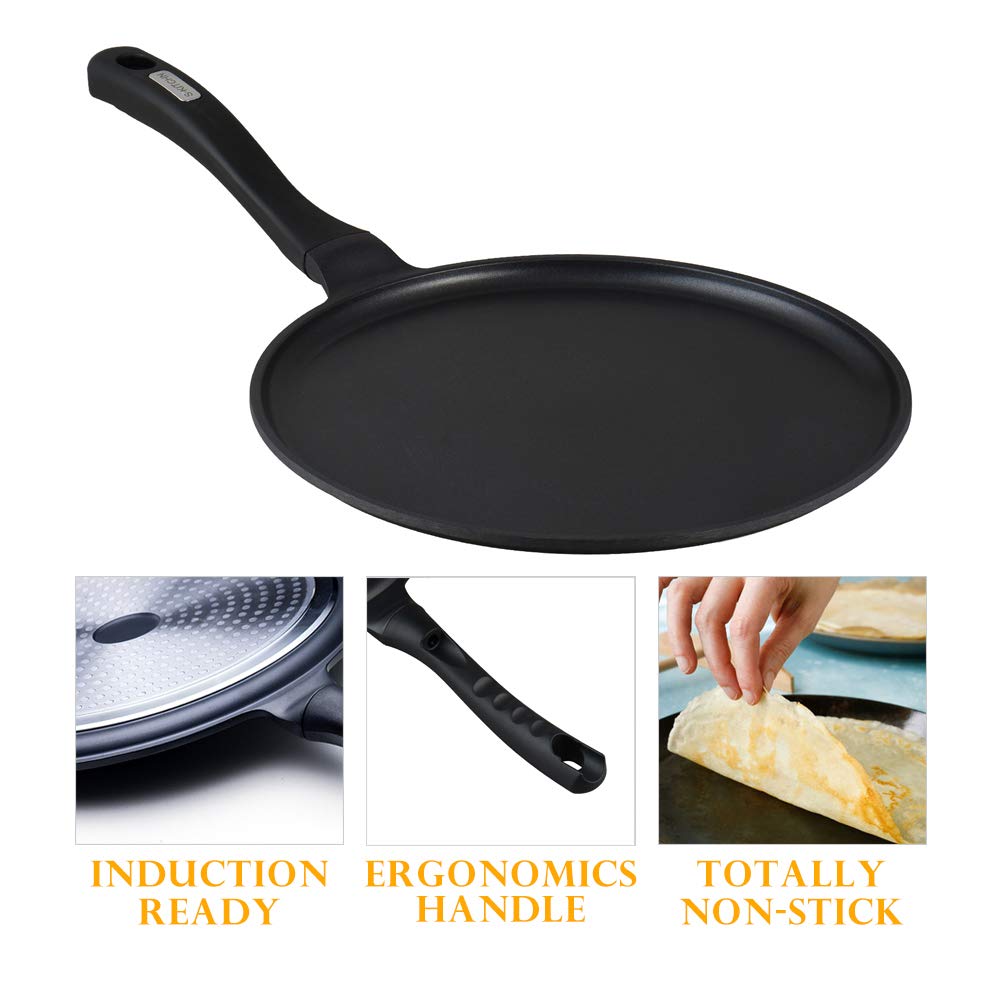 Skitchn Crepe Pan Nonstick Dosa Pan, Tawa Pan For Roti Indian, Non-Stick Pancake Griddle Compatible With Induction Cooktop, Coma