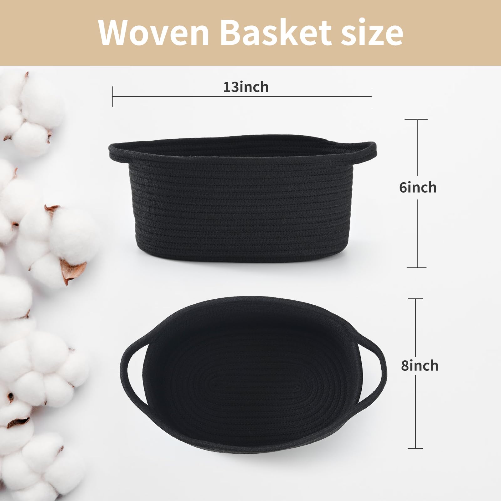 Happyiren Cute Woven Gift Basket for Christmas Thanksgiving, Black Empty Basket for Birthday, Mens Gifts, Decorative Storage Org
