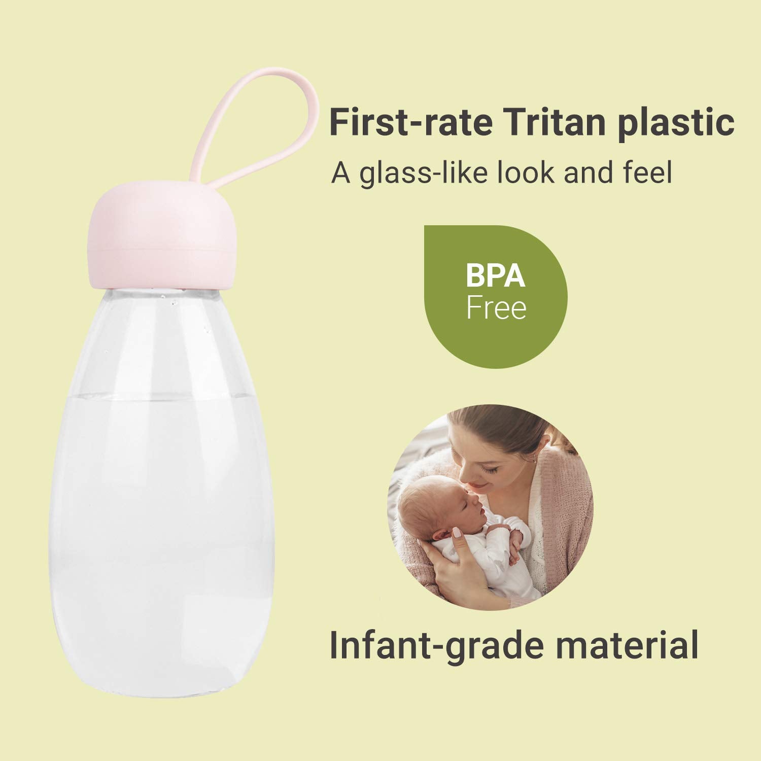 emoi BPA Free Water Bottle  12oz/360ml Cute Water Bottle with Carrying Strap  Ideal for Kids Boys Girls Students Women Healthy Hydration-Pink