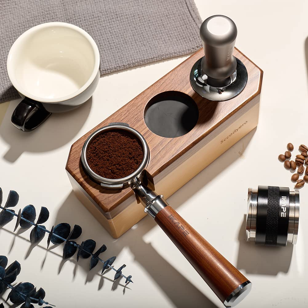 Tamping Station Wood Tamper Station Espresso Tamper Stand Anti-Slip Wooden Tamper Holder Station For 51/54/58Mm Portafilters, Ta