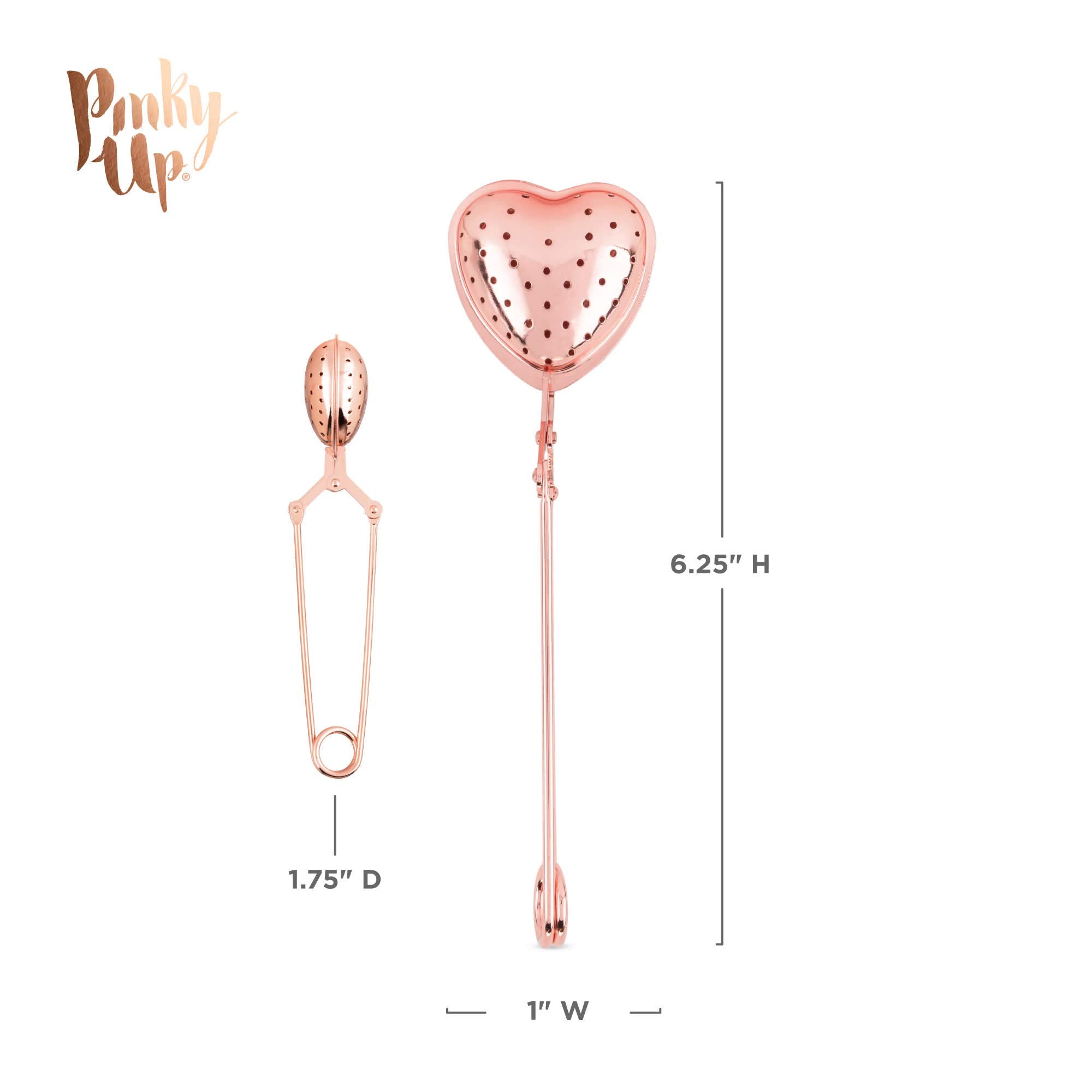 Pinky Up Heart Shaped Tea Ball, Reusable Loose Leaf Tea Infuser, Brew Tea With Ease, Stainless Steel, Rose Gold