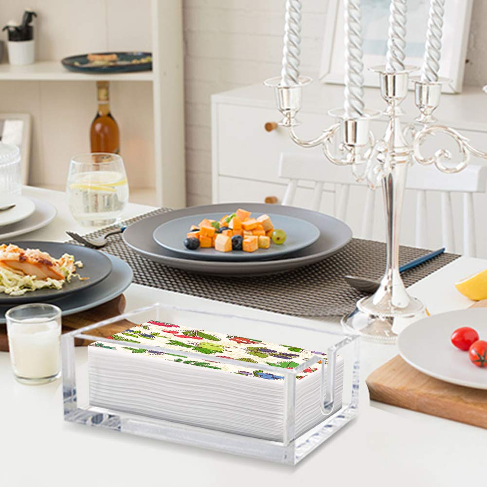 Phineoly Acrylic Guest Towel Napkin Holder, 0.37Inch Thickness Clear Paper Towel Tray, Rectangle Napkin Holders For Kitchen, Din