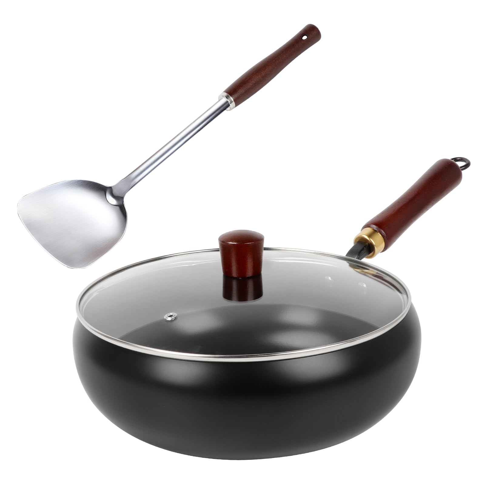 Yallmie Suntuup Japanese Iron Pan, 11.02 Inch Uncoated Thick Iron Pot