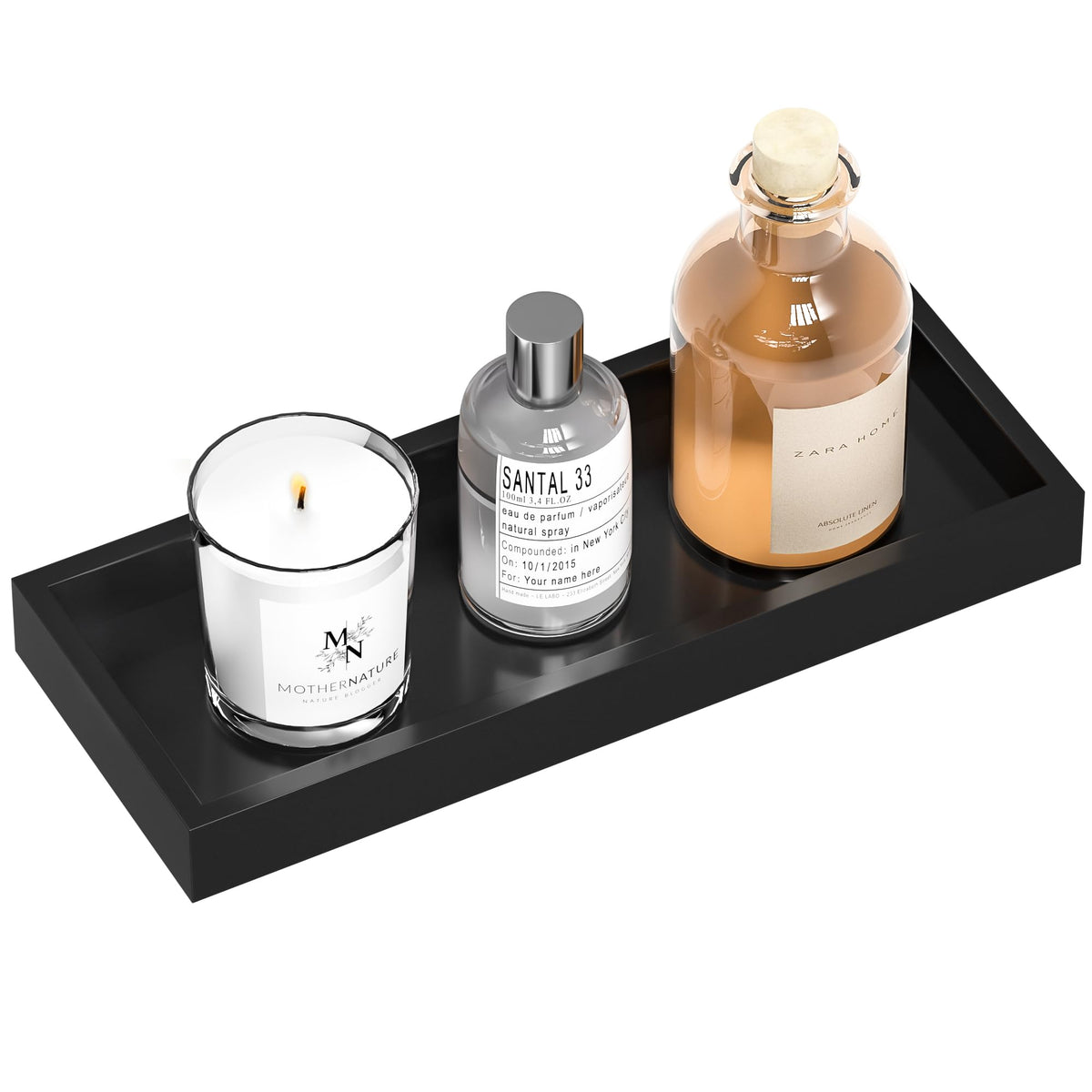 Bathroom Vanity Tray Bamboo - For Counter Wood Small Decorative Tray, Dresser Top Perfume Home Decoration 11.3    L X 4.4    W 1