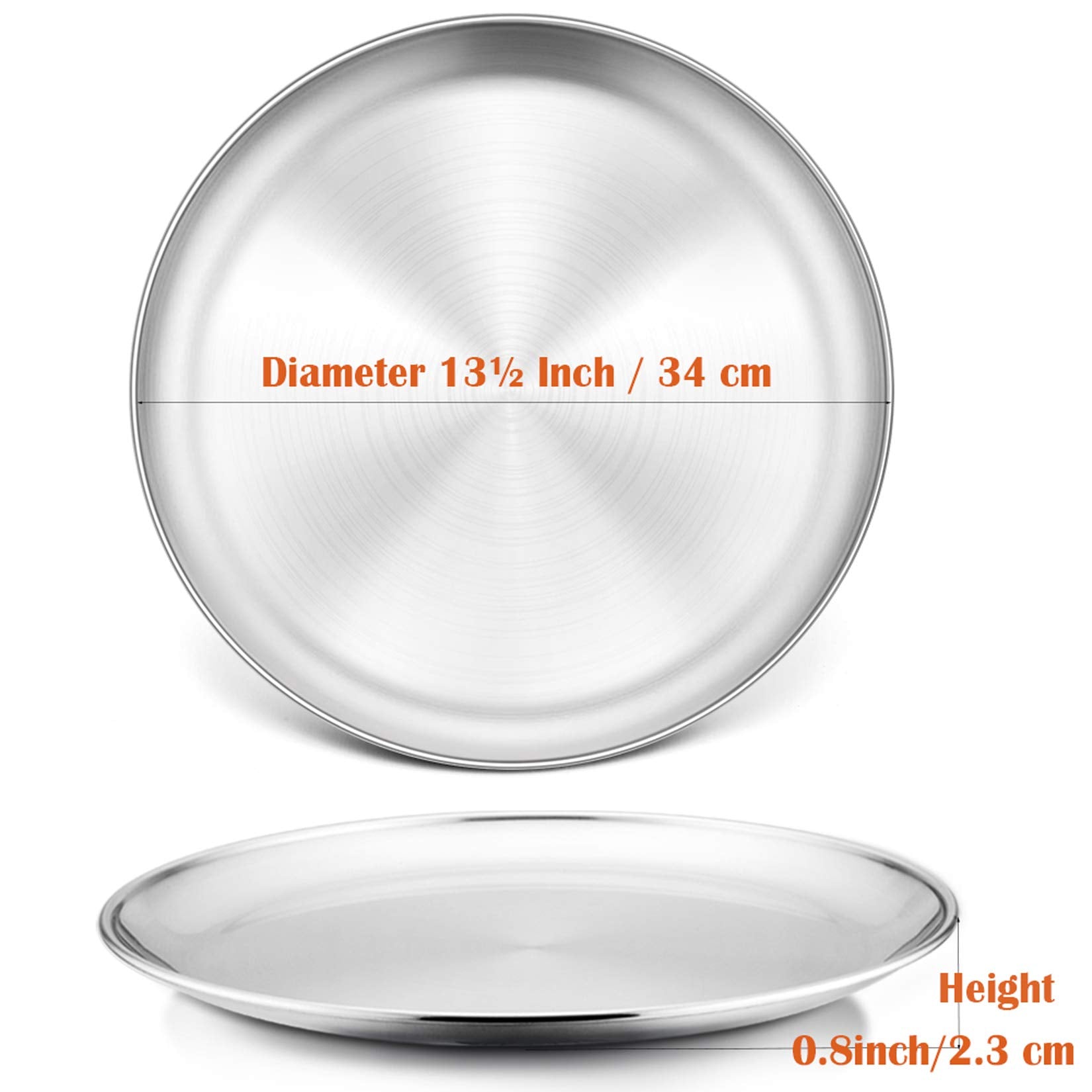 P&P Chef 13 Inch Pizza Pan, Pizza Tray, Stainless Steel Round Pizza Plate For Baking Serving Roasting, Non-Toxic & Healthy, Heav