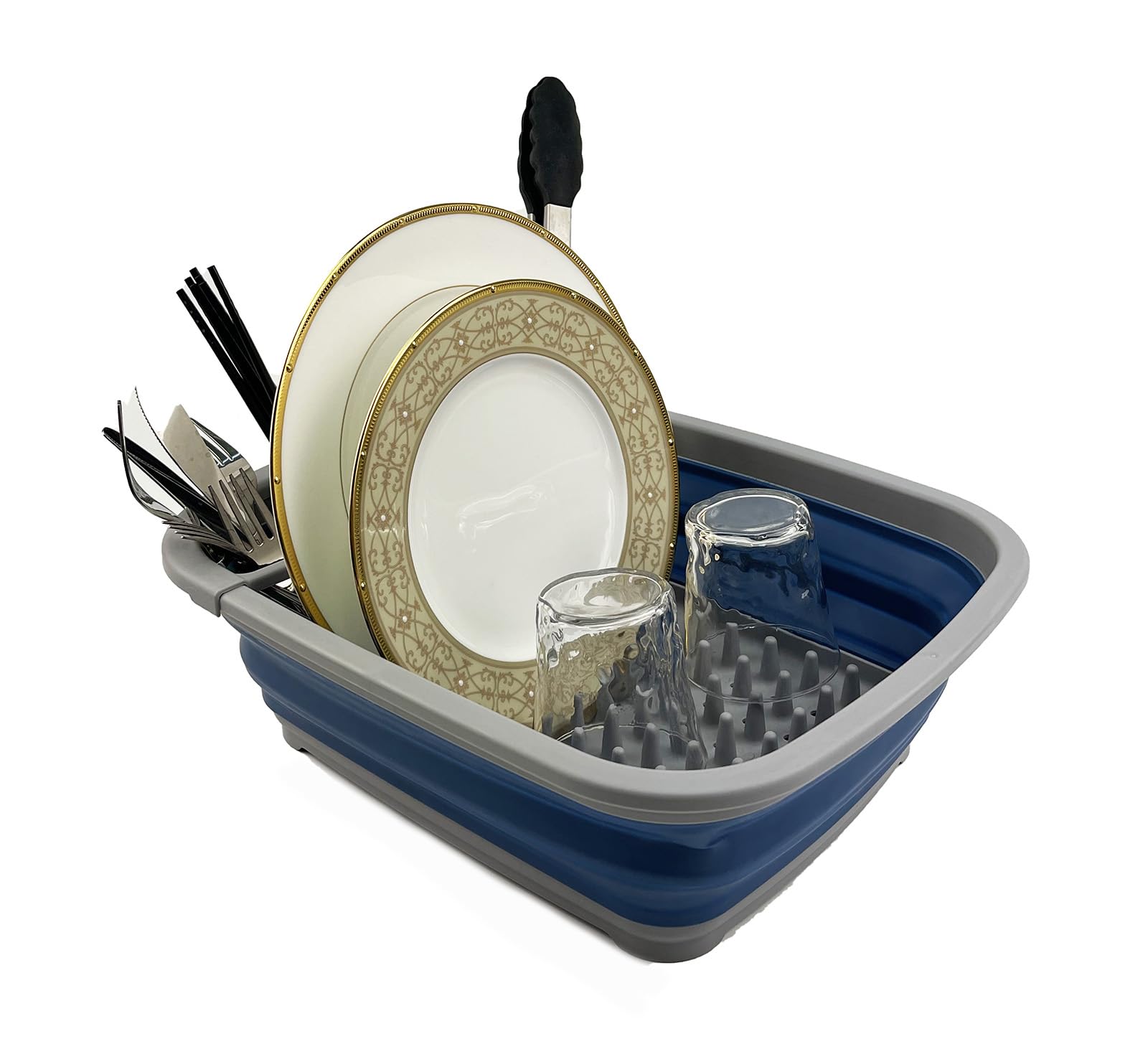 Sammart 8L (2.11Gallons) Collapsible Plastic Dish Drainer - Foldable Drying Rack - Portable Dinnerware Organizer - Space Saving