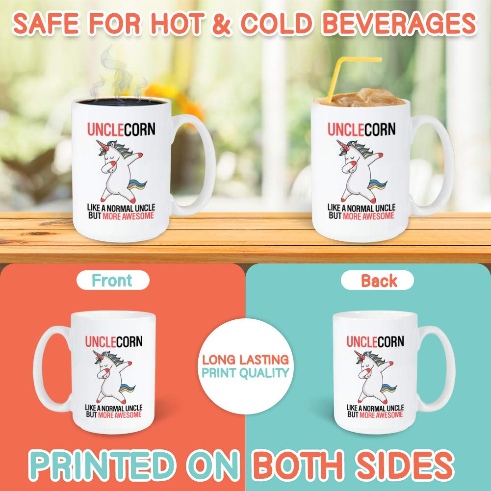 Uncle Coffee Mug 15 Oz, Magical Unclecorn Funny Appreciation Mug For Family