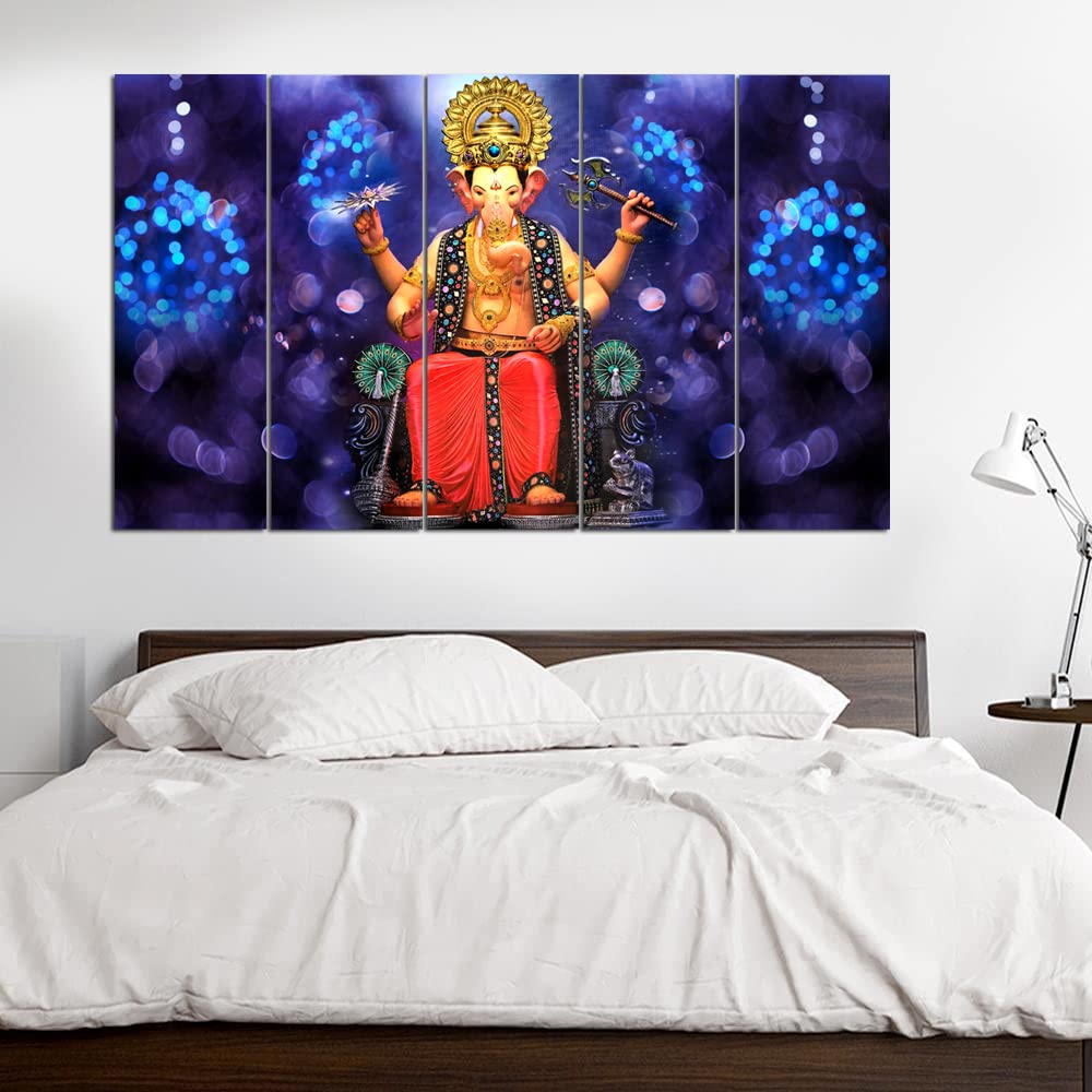 Maxstone Ganesh ji Multiple Frame Wall Painting (50 x 30 Inch, Vynl) For living Room, Bedroom, Drawing Room, Home, Office Decor