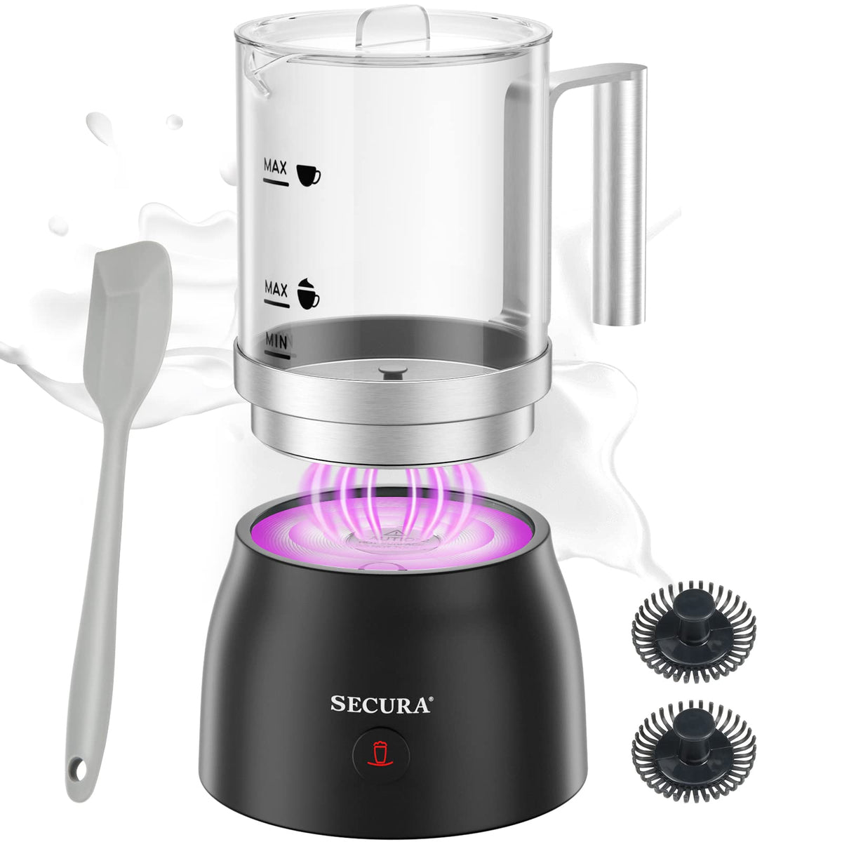 Secura Detachable Milk Frother And Steamer, 17Oz Electric Milk Warmer 4-In-1 Hot/Cold Foam Maker For Latte, Cappuccinos, Macchia
