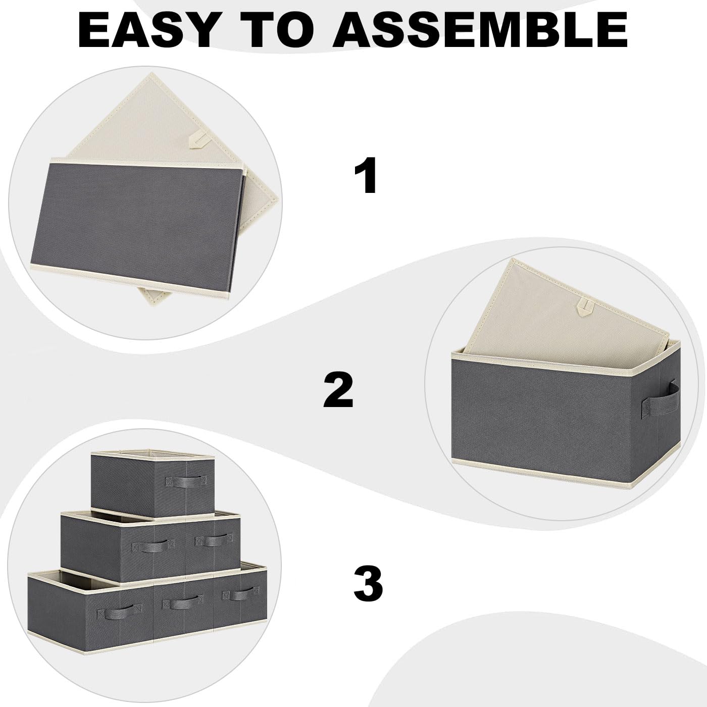 Lhzk Small Storage Baskets For Shelves 6 Pack, Collapsible Fabric Storage Bins For Shelves, Closet Storage Bins With Handles, St