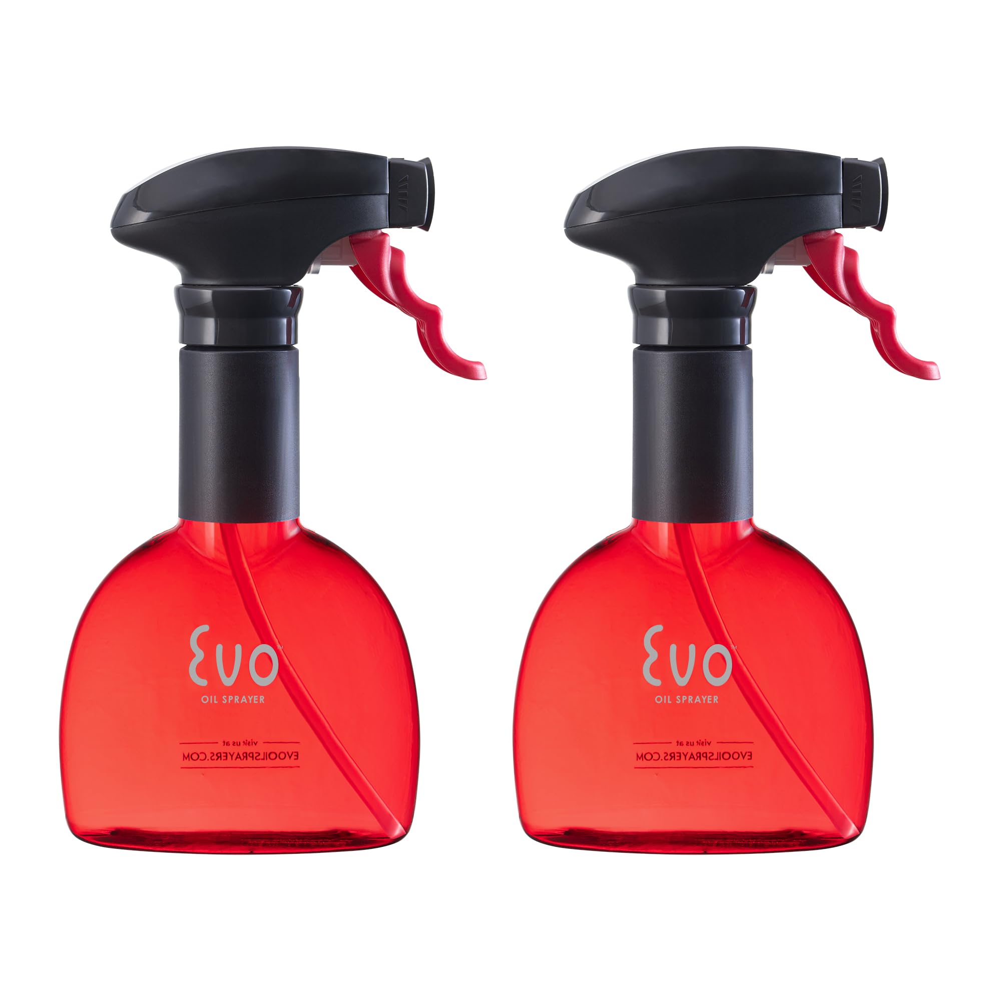 Evo Oil Sprayer Minis, Non-Aerosol for Olive, Cooking Oils, and Vinegars, Red, 8-Ounce Capacity, Set of 2