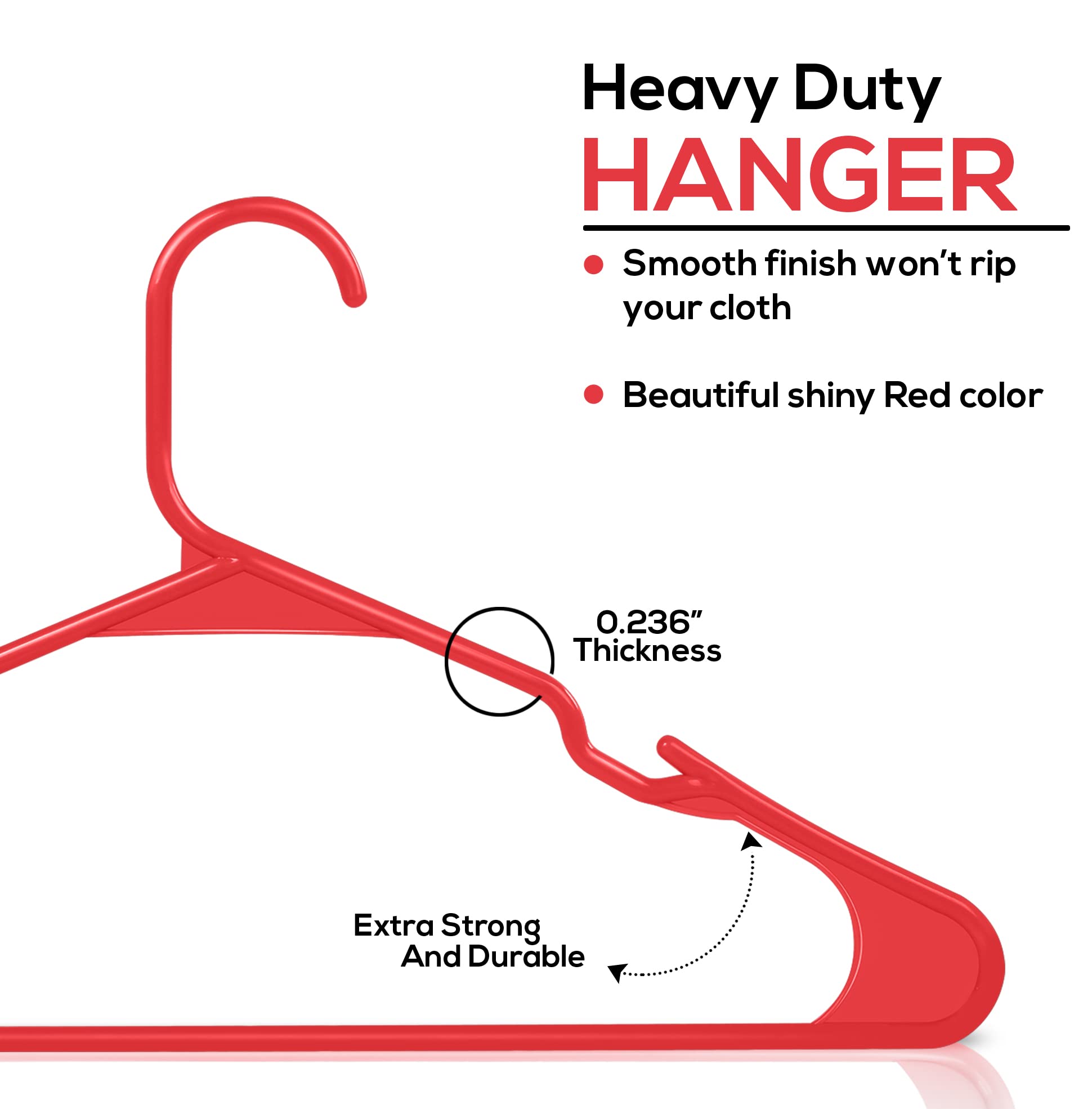 Utopia Home Clothes Hangers 30 Pack - Plastic Hangers Space Saving - Durable Coat Hanger With Shoulder Grooves (Red)