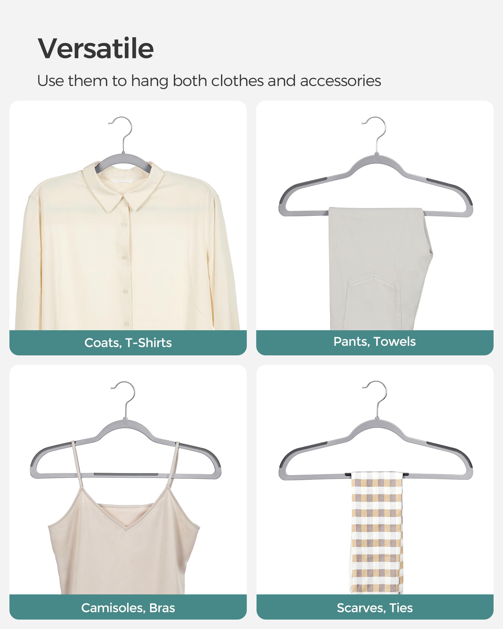 Songmics Clothes Hangers, Pack Of 100 Plastic Coat Hangers, Space-Saving, 0.2 Inches Thick, 17.7 Inches Wide, 360 Swivel Hook, L