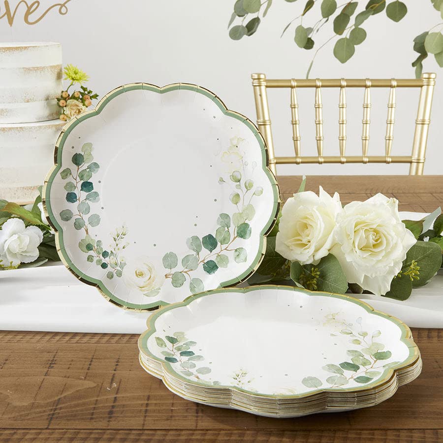 Kate Aspen 32 Pcs Botanical Garden Paper Plates, 9 Inch Heavy Duty Disposable Party Plates, Party Supplies Tableware For Birthda