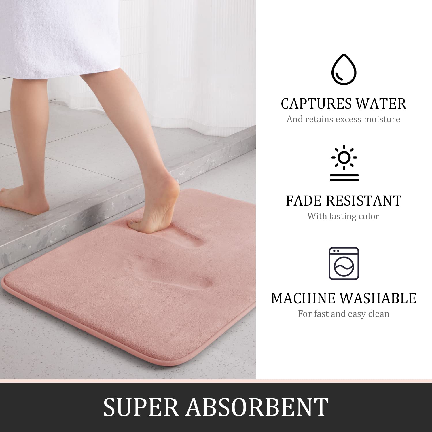 Yihouse Bathroom Rug Set 5 Piece, Memory Foam Bath Mat Set, Super Absorbent Bath Mats For Bathroom - Non-Slip & Washable Bathroo
