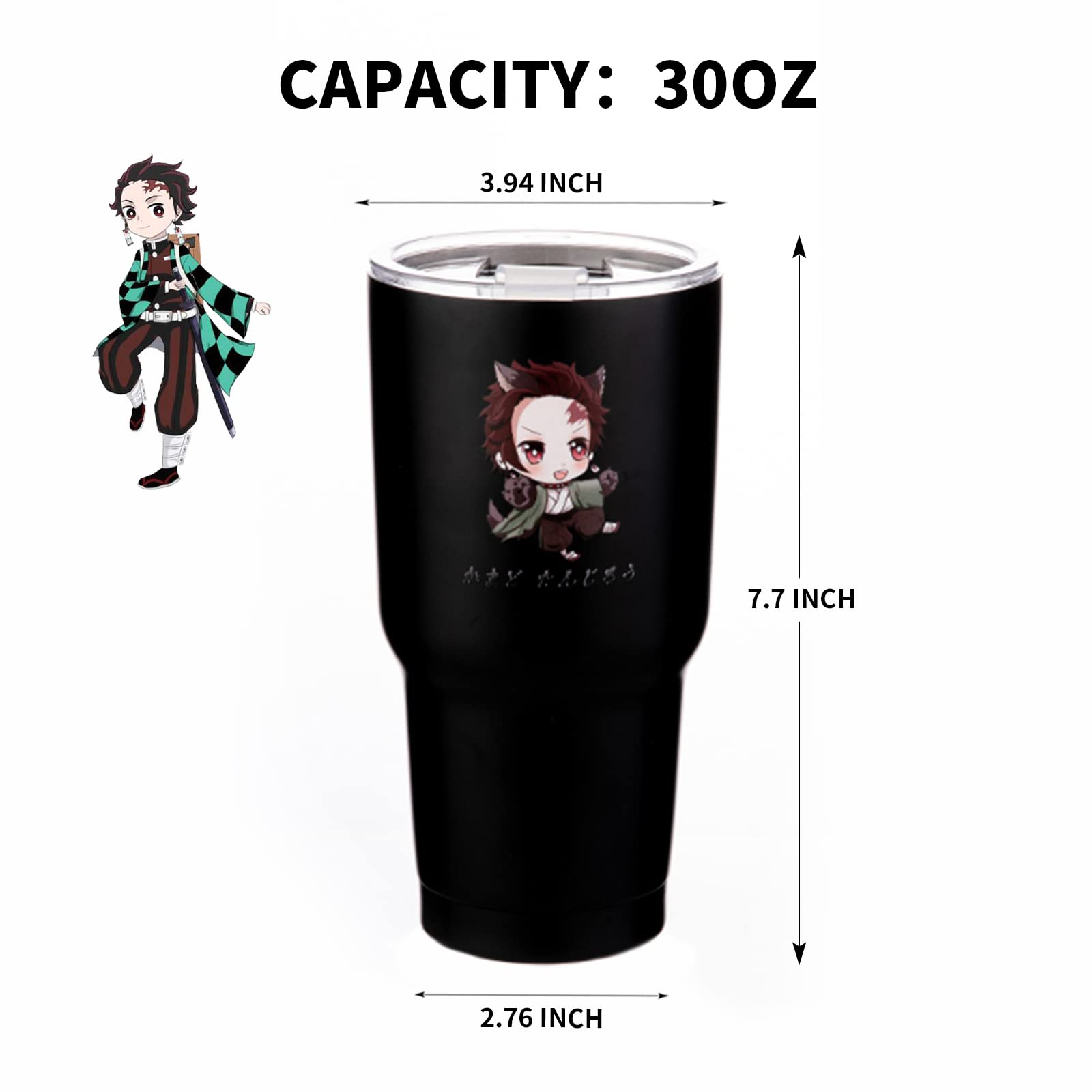 Veny Taya Demon Slayer Tumbler With Lid, 30 Oz Water Cup Vacuum Insulated 8-12H, Anime Water Bottle Double Walls, Stainless Stee
