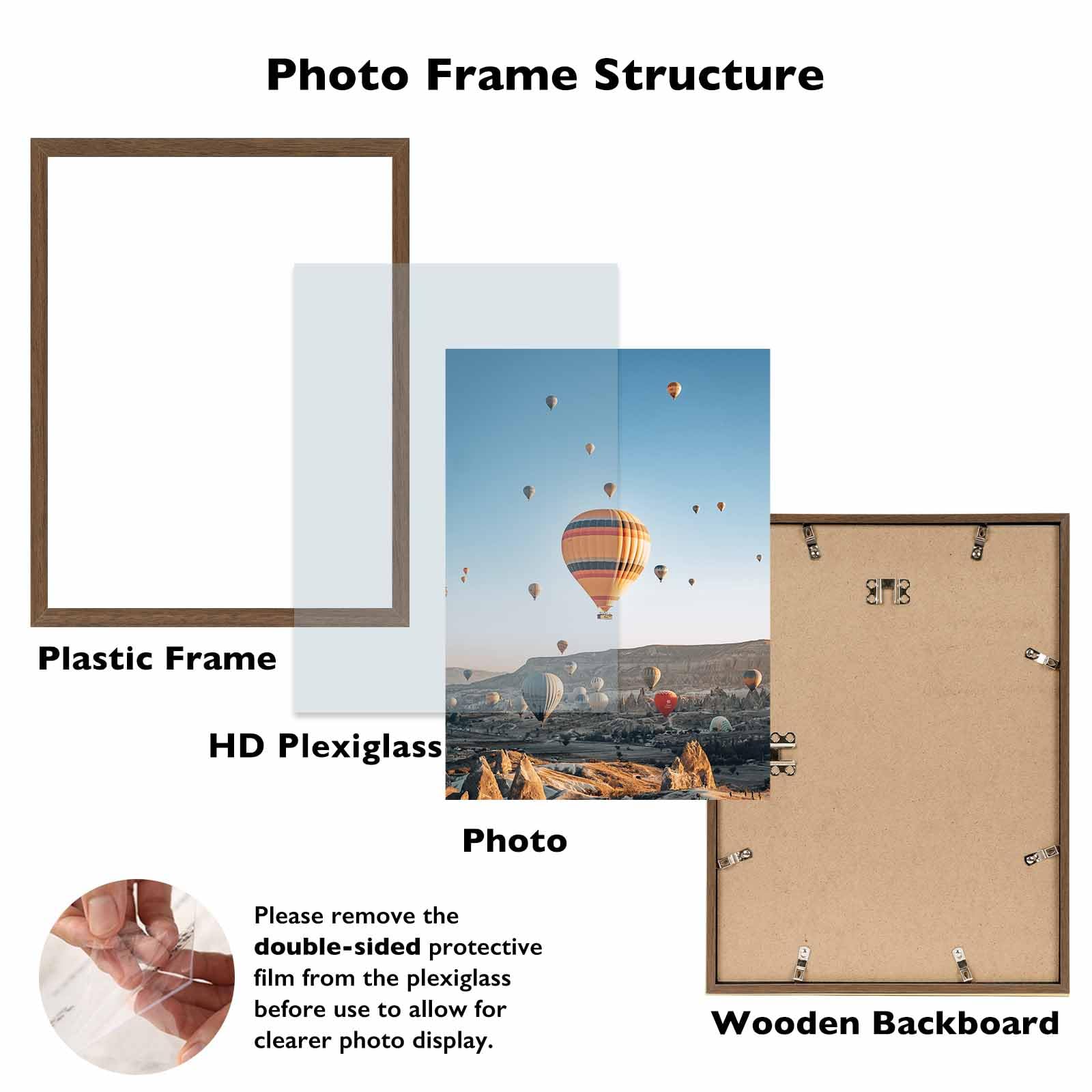 JCJMY 11x16 Picture Frame Brown for Wall Hanging, Wall Mounting Horizontally or Vertically, 11 x 16 Wall Gallery Poster Photo Fr