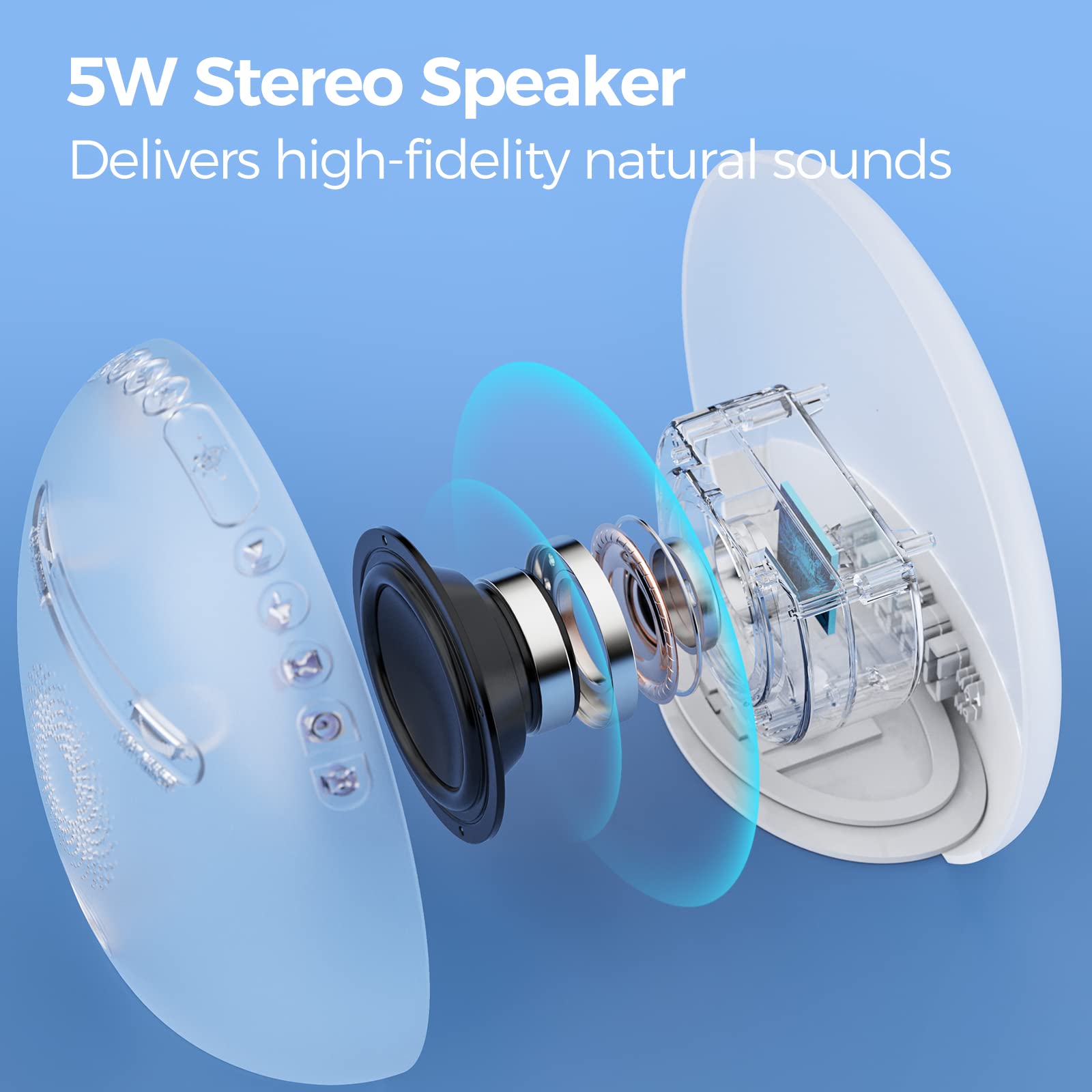 Reacher Sound Machine Sunrise Alarm Clock With Night Light, 26 Nature Inspired Sleep Sounds, 0-100% Dimmable Clock, Sunrise Lamp