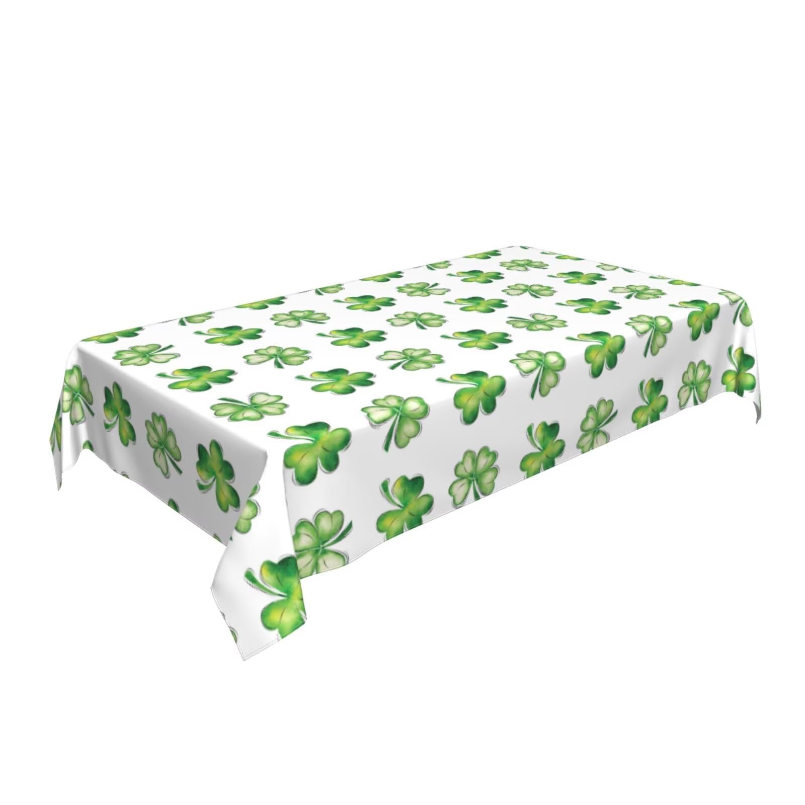 BETGINY St. Patrick s Day Tablecloth 60 x 84 Inch Rectangle Watercolor Shamrock Table Cloth Washable Wrinkle Resistant Rustic L
