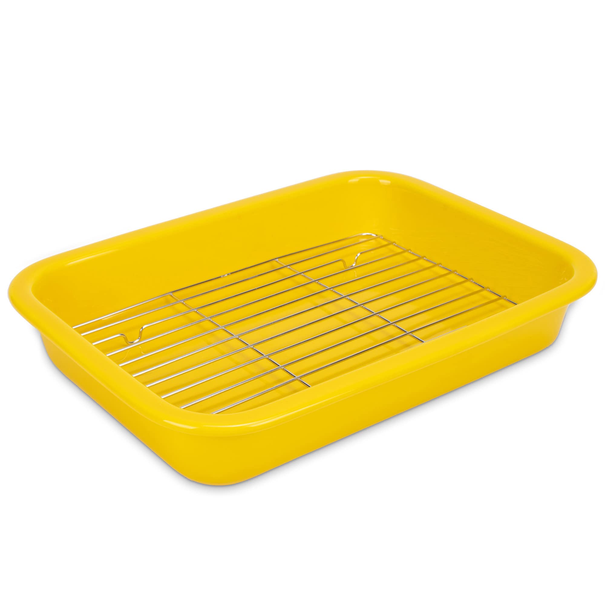 Elanze Designs Large 13 inch Stoneware Porcelain Baking Dish With Stainless Steel Rack, Yellow