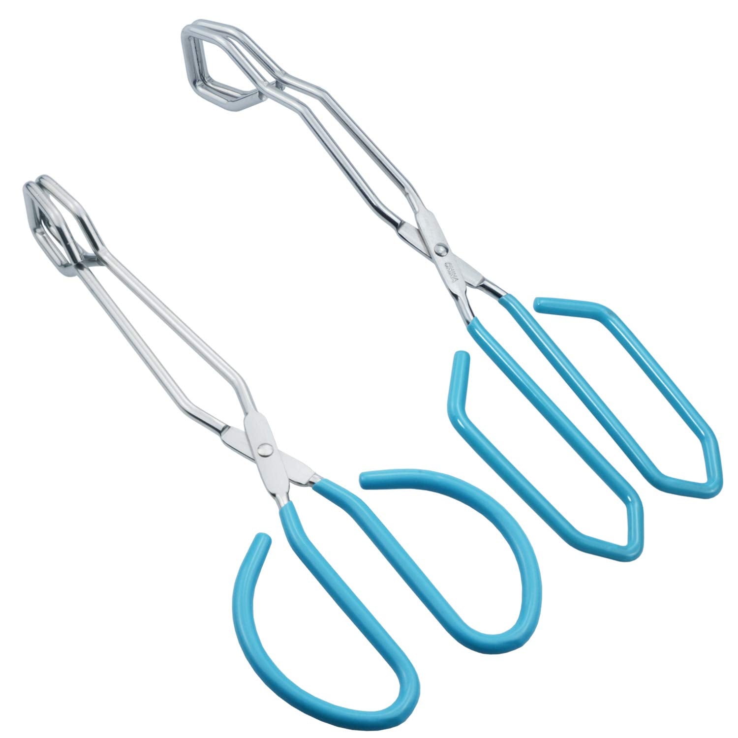 Hinmay Scissor Style Tongs 10 Inches And 11 Inches Set Stainless Steel Grilling Tongs Hotdog Tongs, Set Of 2