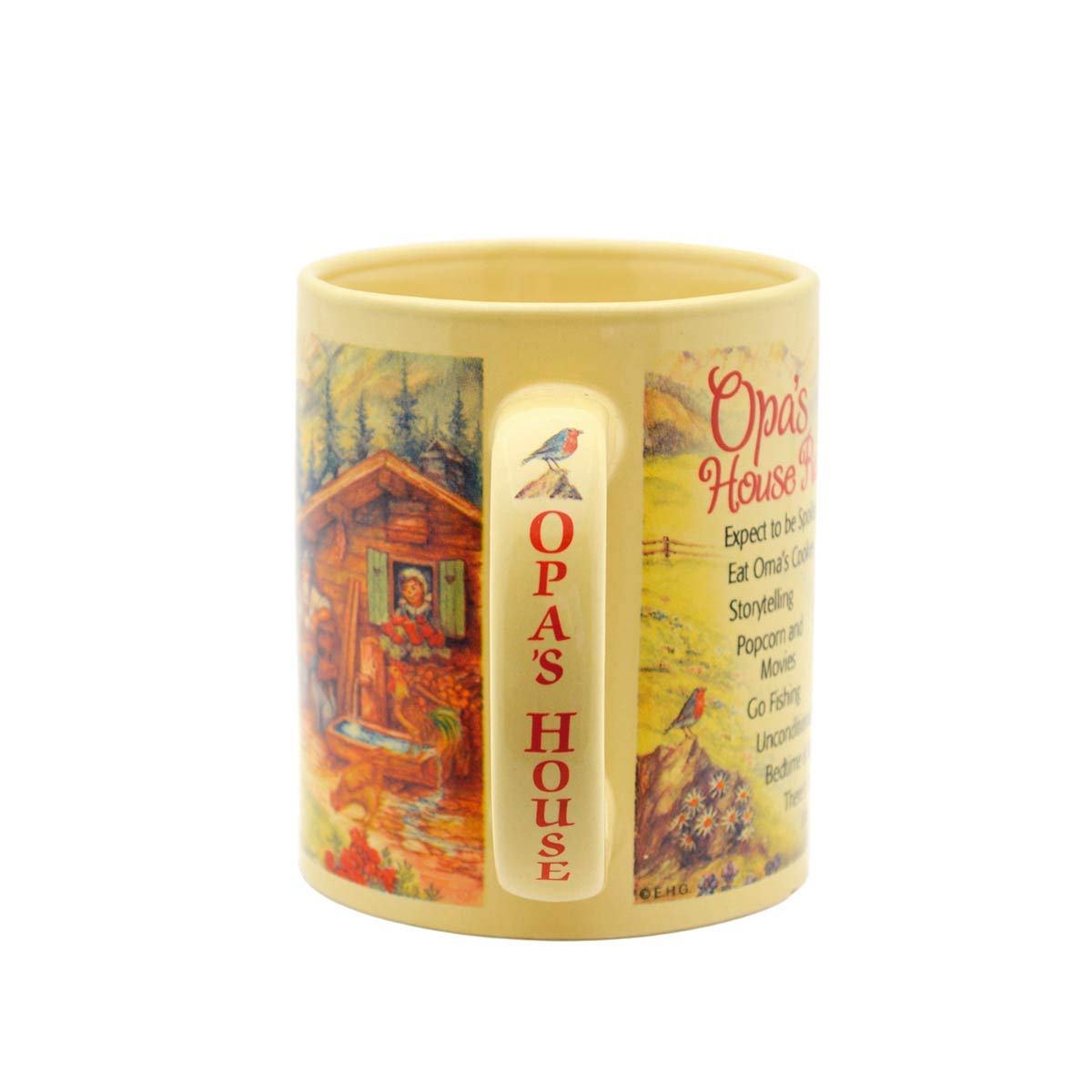 Essence of Europe Gifts Opa's House Rules Color Ceramic Gift for German or Dutch Grandpa Coffee Mug by E.H.G | 12 oz