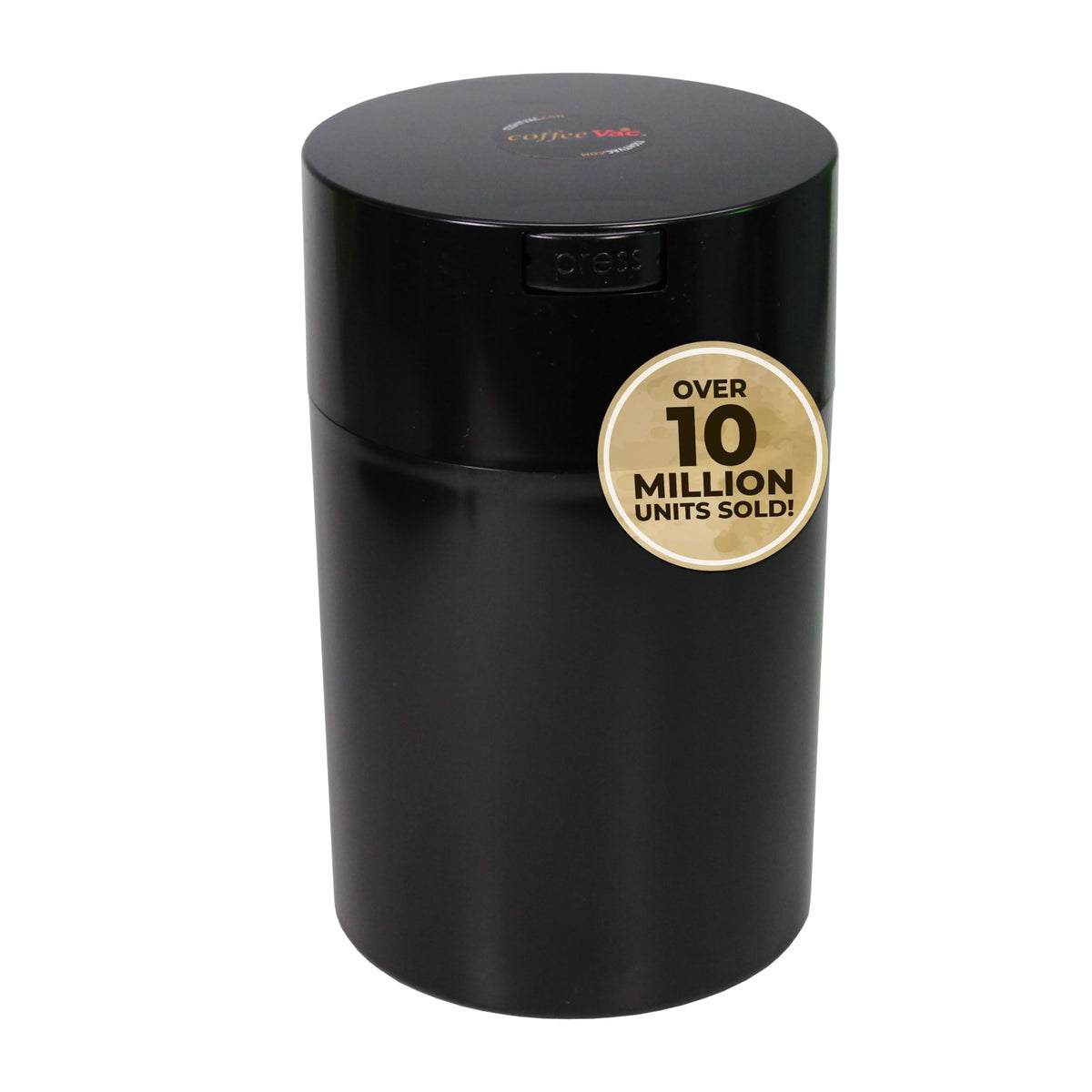 Coffeevac 1Lb Patented Airtight Multi-Use Vacuum Works As Smell Proof Ground Coffee Bean Containers. Black Cap And Body, 1.85-Li