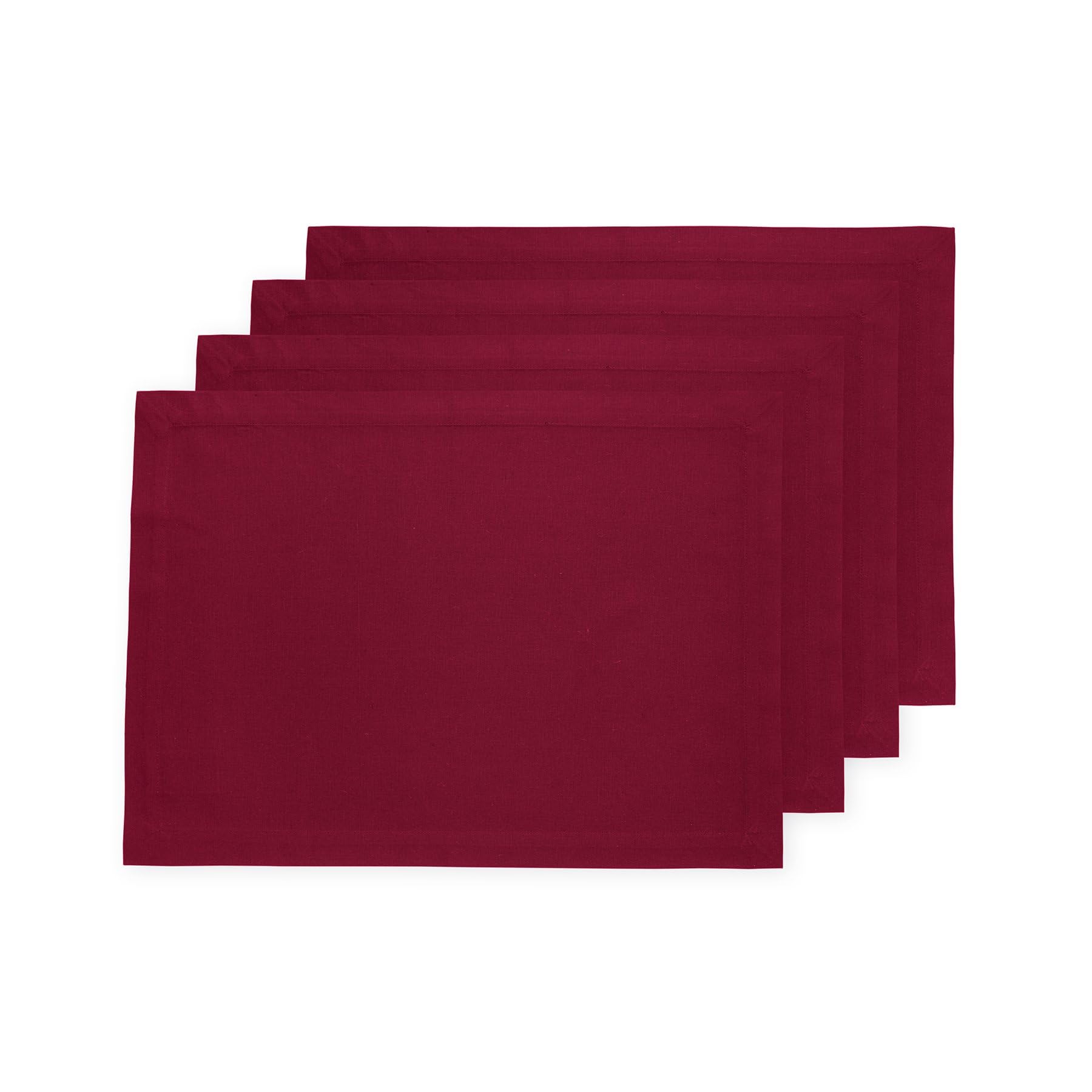 Solino Home Placemats 19'' L X 14'' W Inch - Dru Cotton Linen Red Cloth Placemats Set Of 4 - Washable Fabric Place Mats