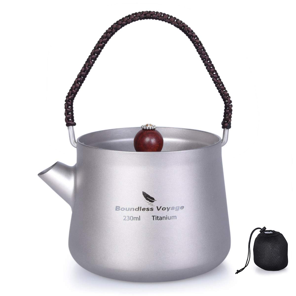Ibasingo 230Ml Titanium Mini Kettle With Filter AntiScalding Handle Ceramic Lid Camping Water Tea Pot Coffee Maker Canteen Kett