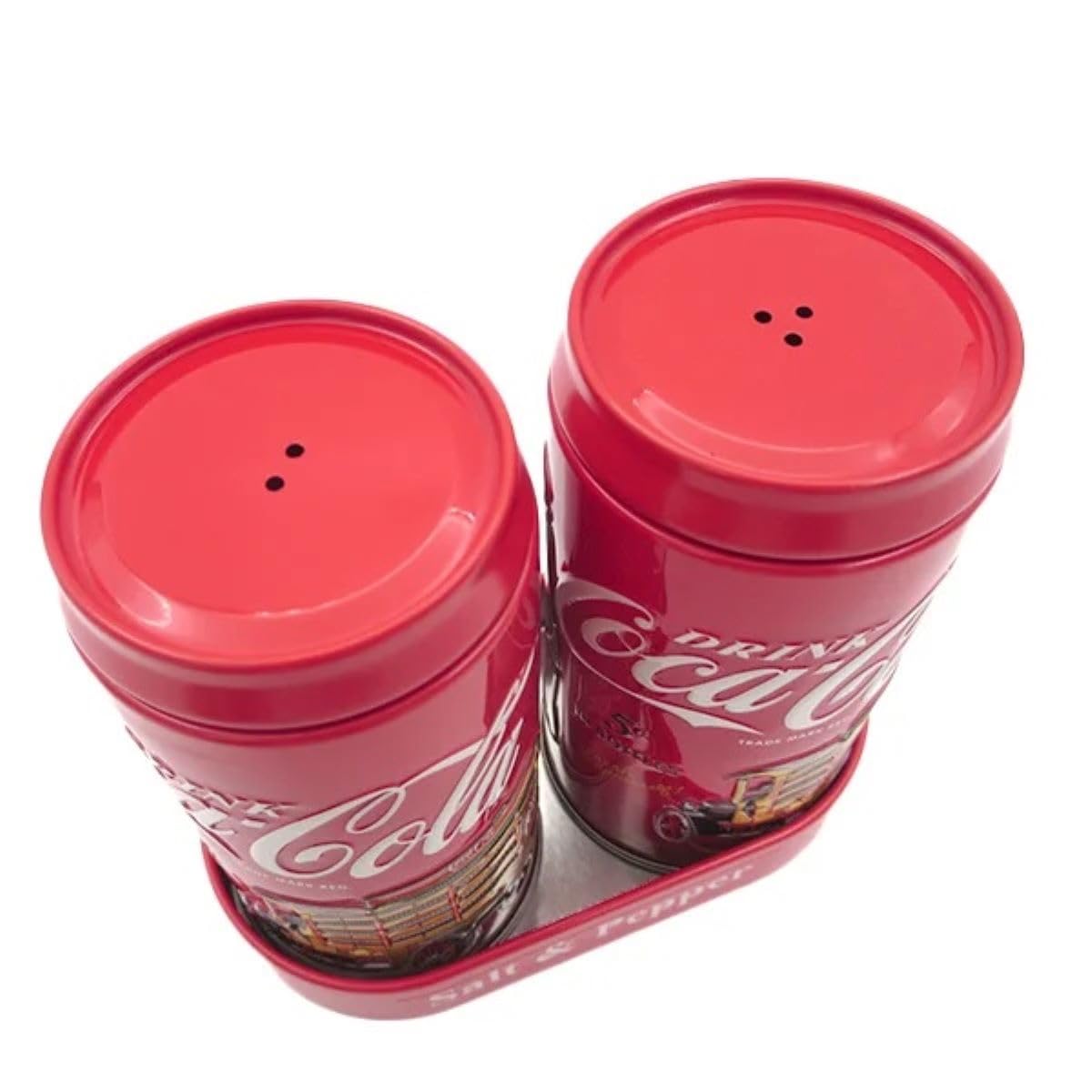 The Tin Box Company Coca Cola Salt And Pepper Set With Holder, Red (776817-12)